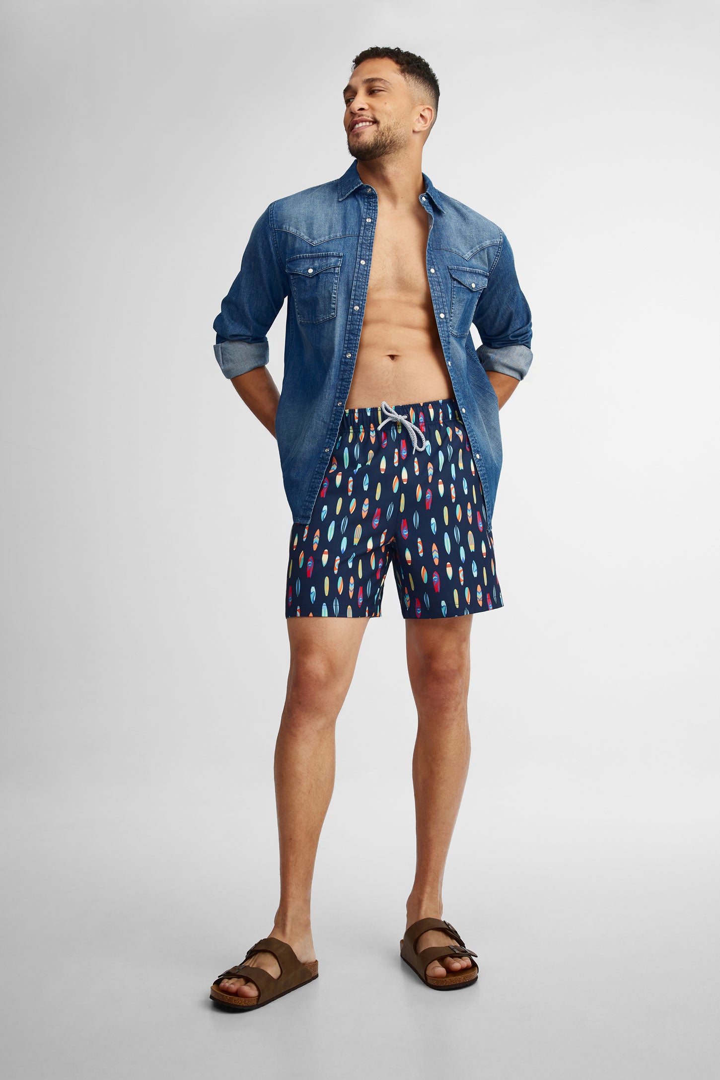 Short maillot de bain extensible - Homme && BLEU MARINE MUL