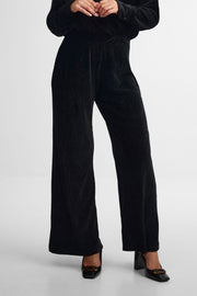 Pantalon jambe large velours - Femme && NOIR