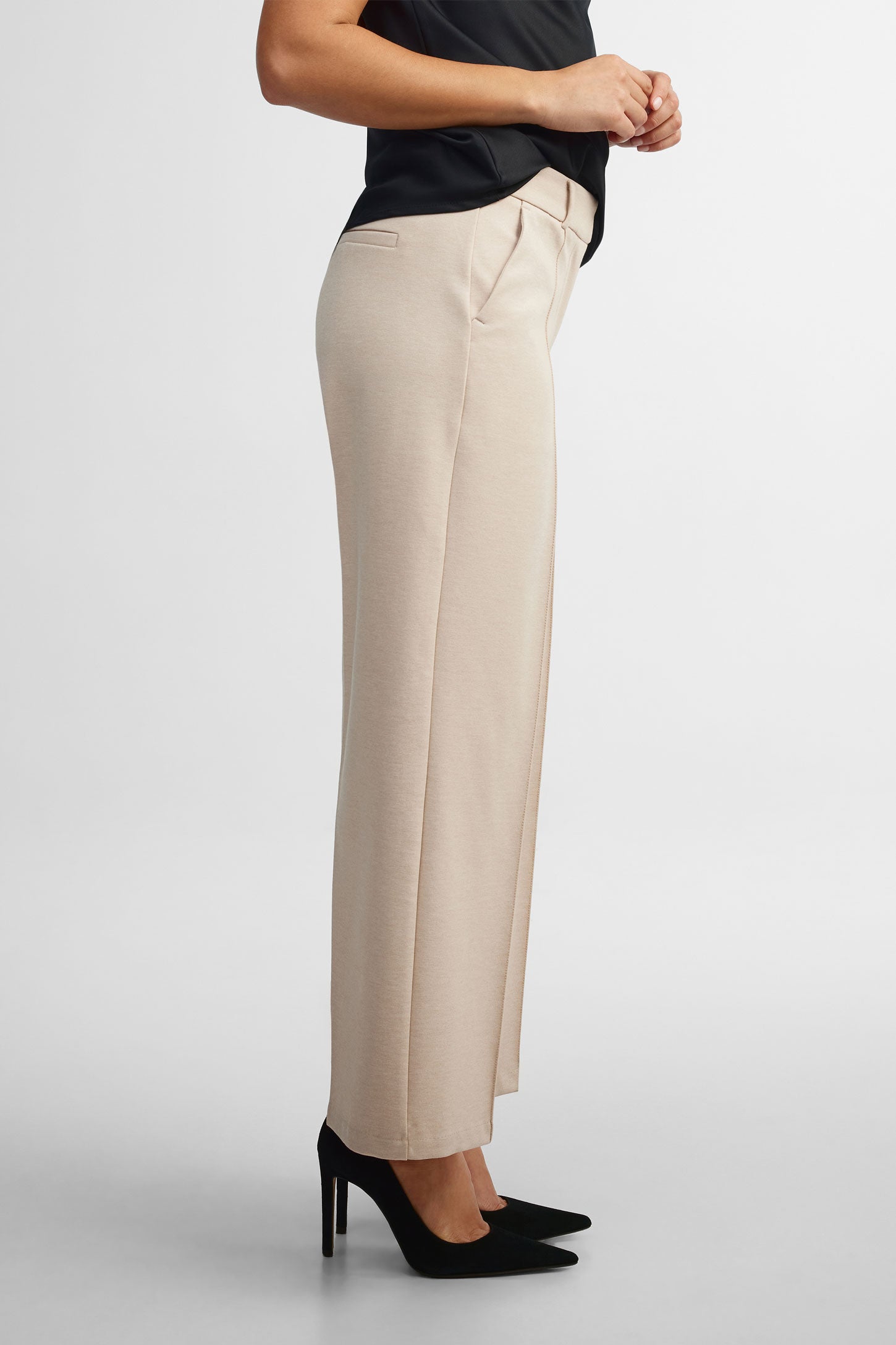 Pantalon habillé jambe droite - Femme && BLANC CASSÉ MIX