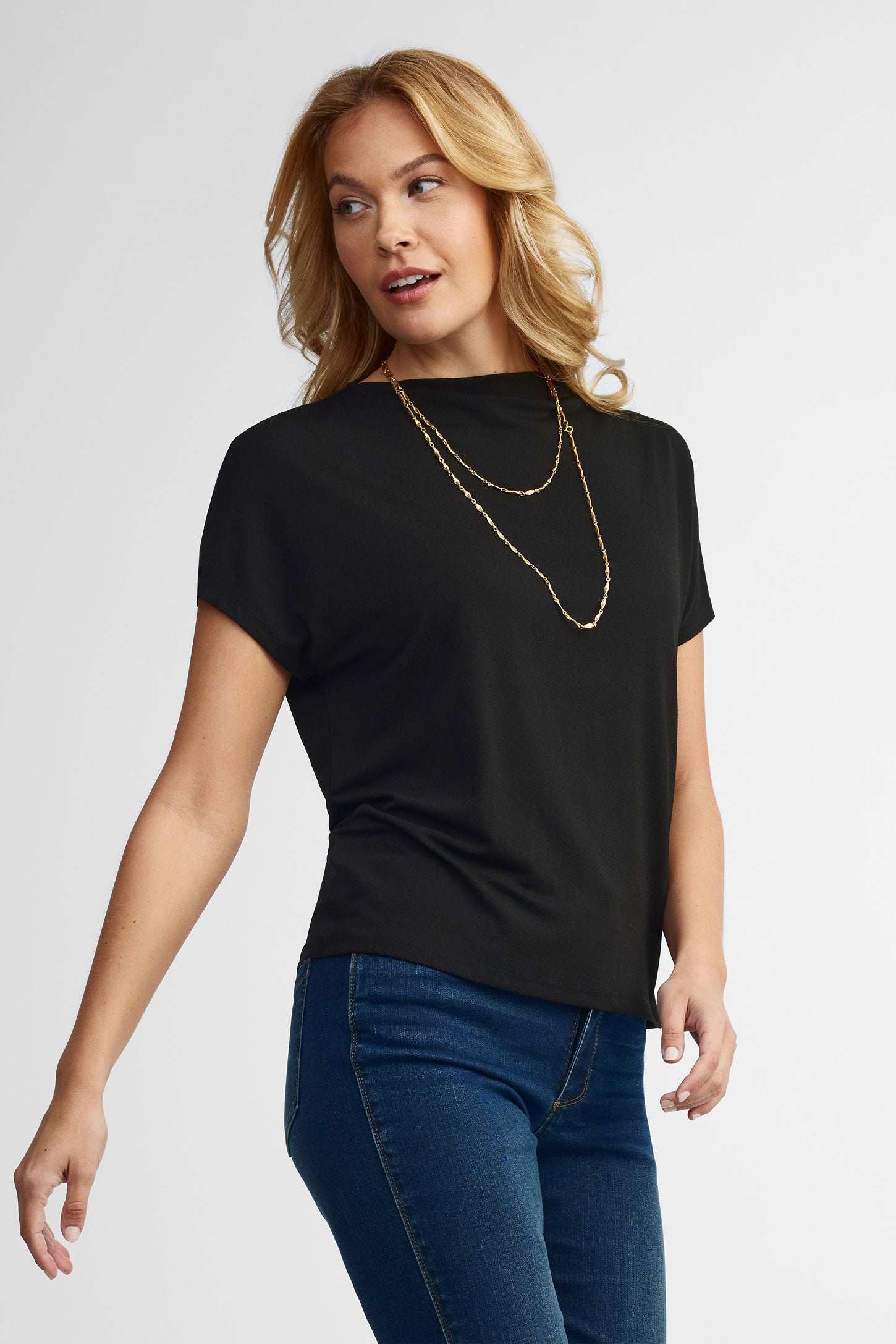T-shirt col montant - Femme && NOIR