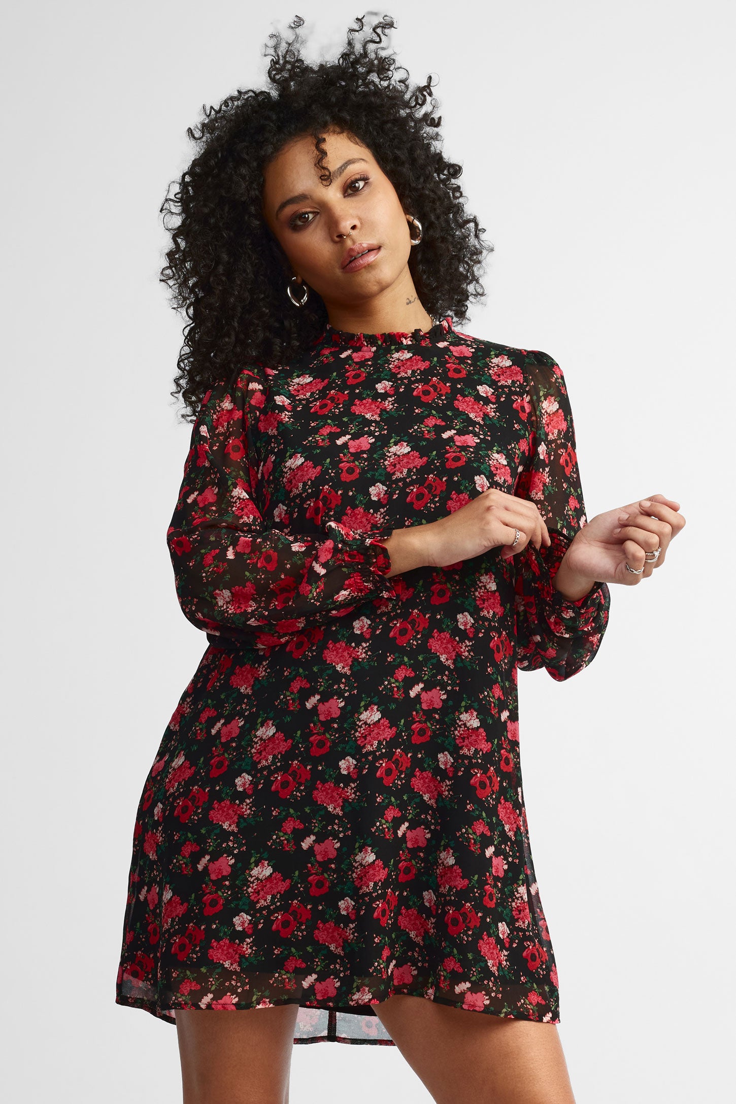 Emu Robe Robe manches longues bouffantes imprimé floral - Femme