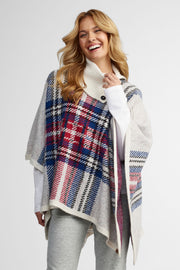 Poncho en tricot imprimé - Femme && BLANC CASSÉ/MULTI