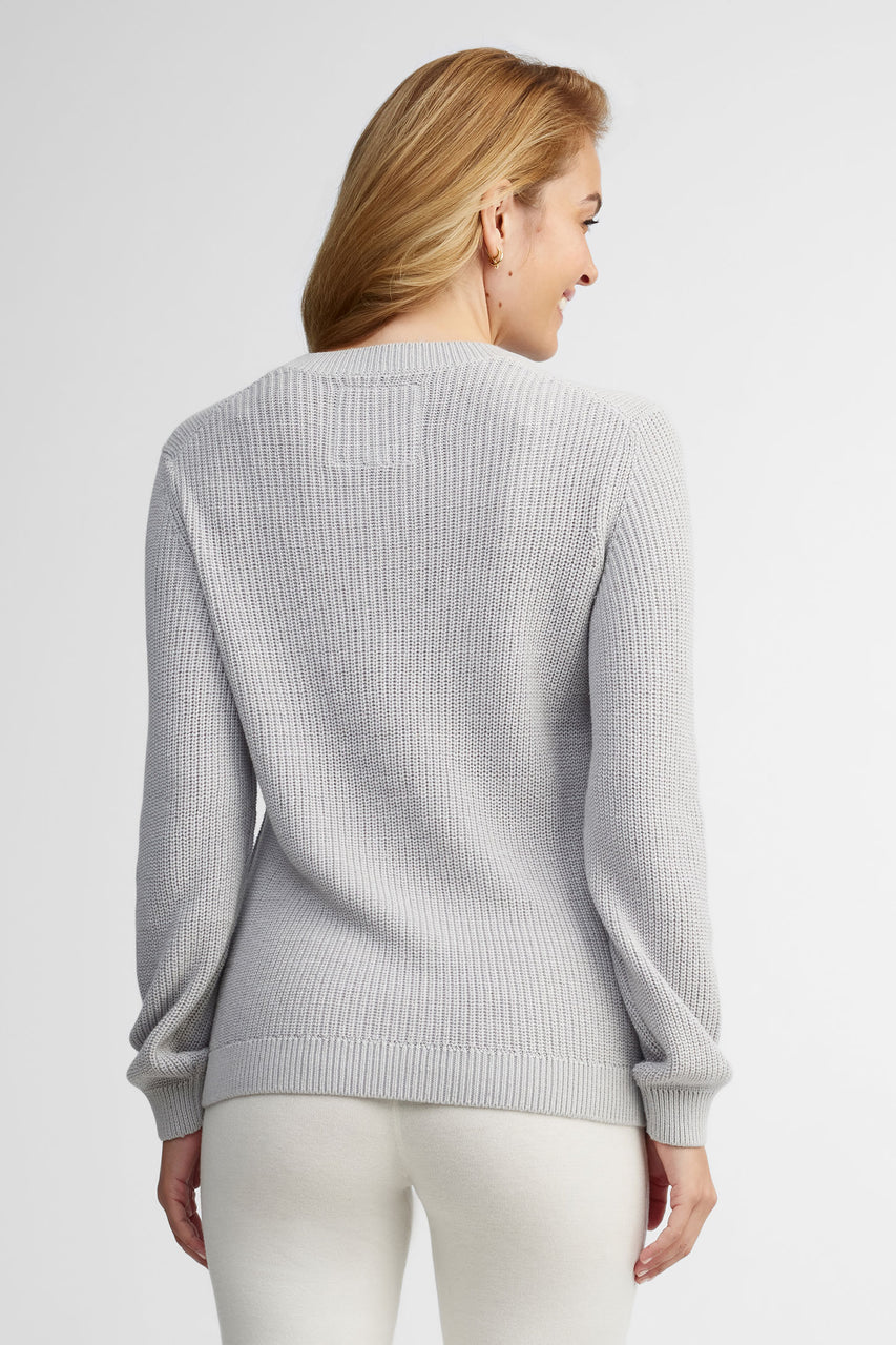 Chandail col rond tricot jacquard – Femme && GRIS MIXTE