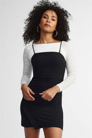 Robe portefeuille à bretelles fines coupe ajustée - Femme && NOIR