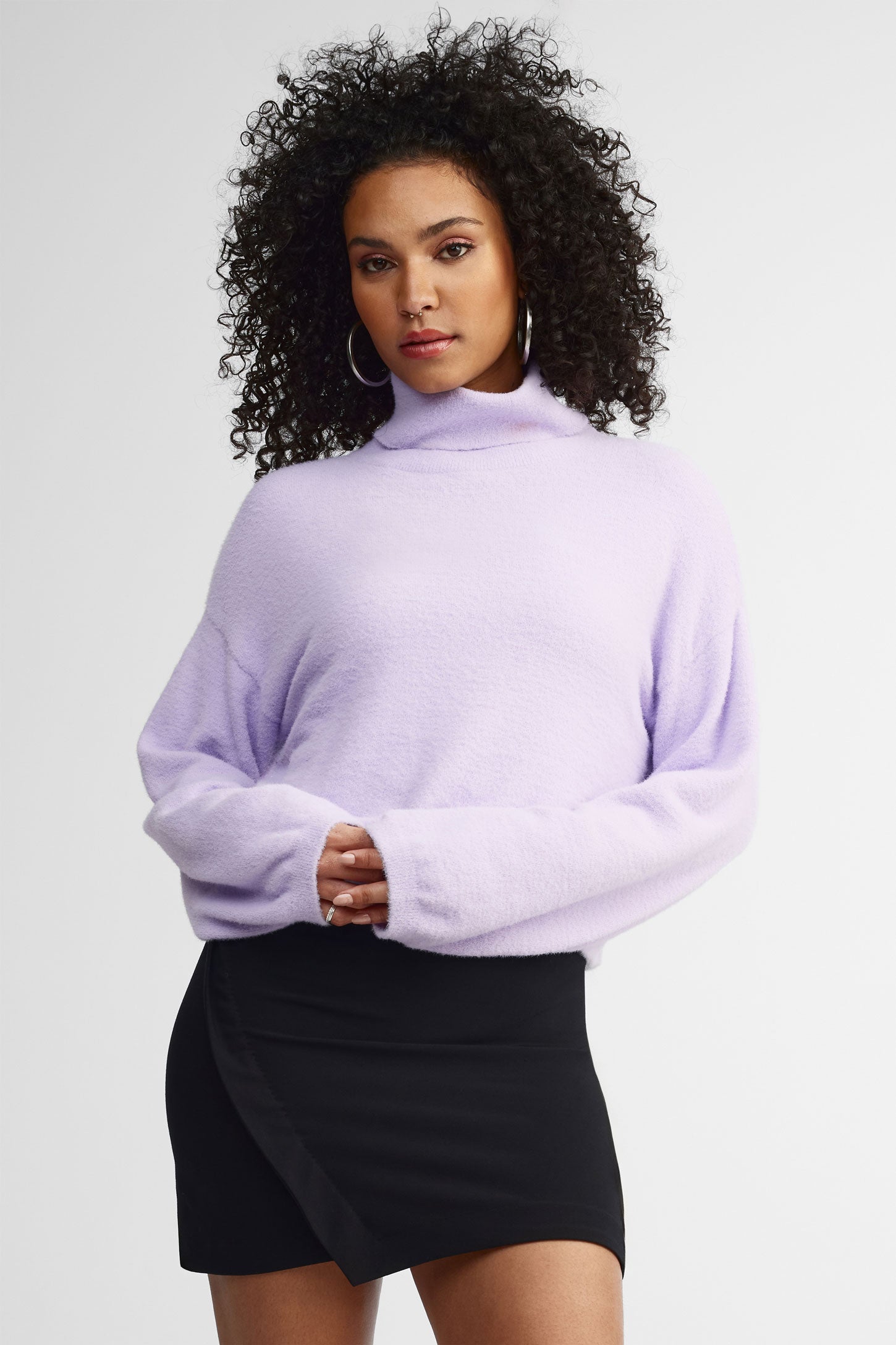 Chandail col roulé coupe surdimensionnée Moss - Femme && ROSE