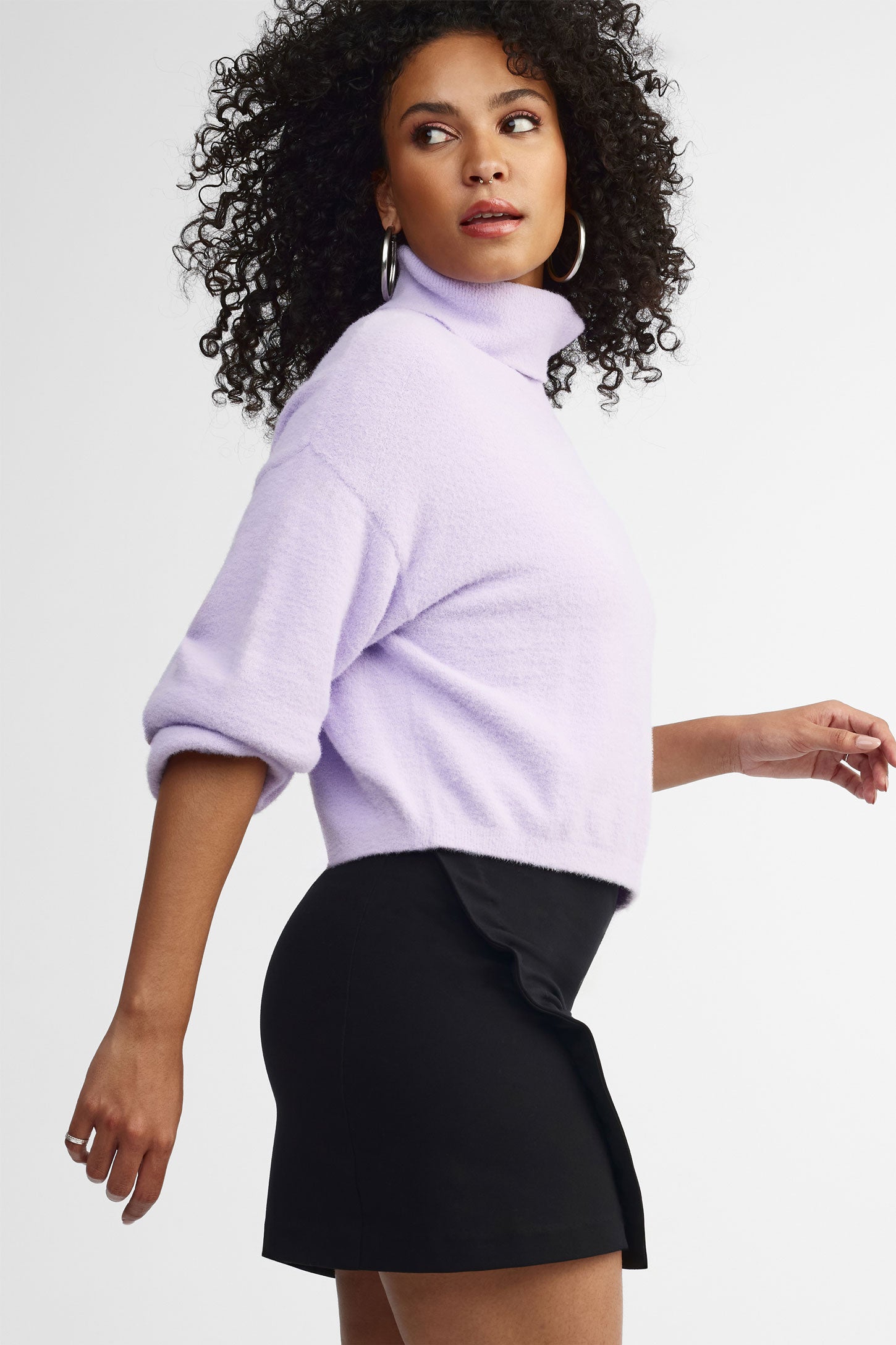 Chandail col roulé coupe surdimensionnée Moss - Femme && ROSE
