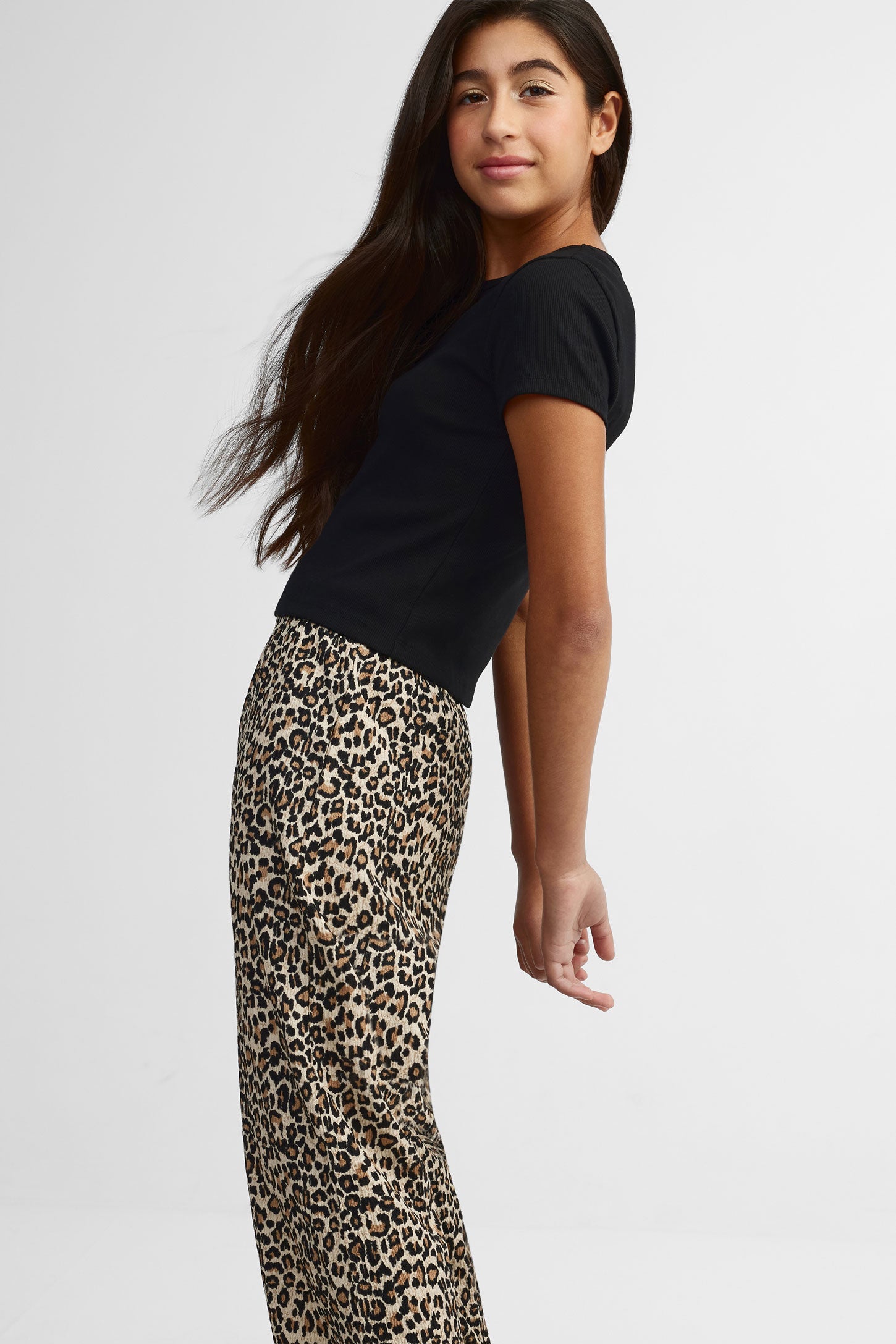 Pantalon Large Léopard Fille - Coupe Oversized - 100% Coton - 5 Poches