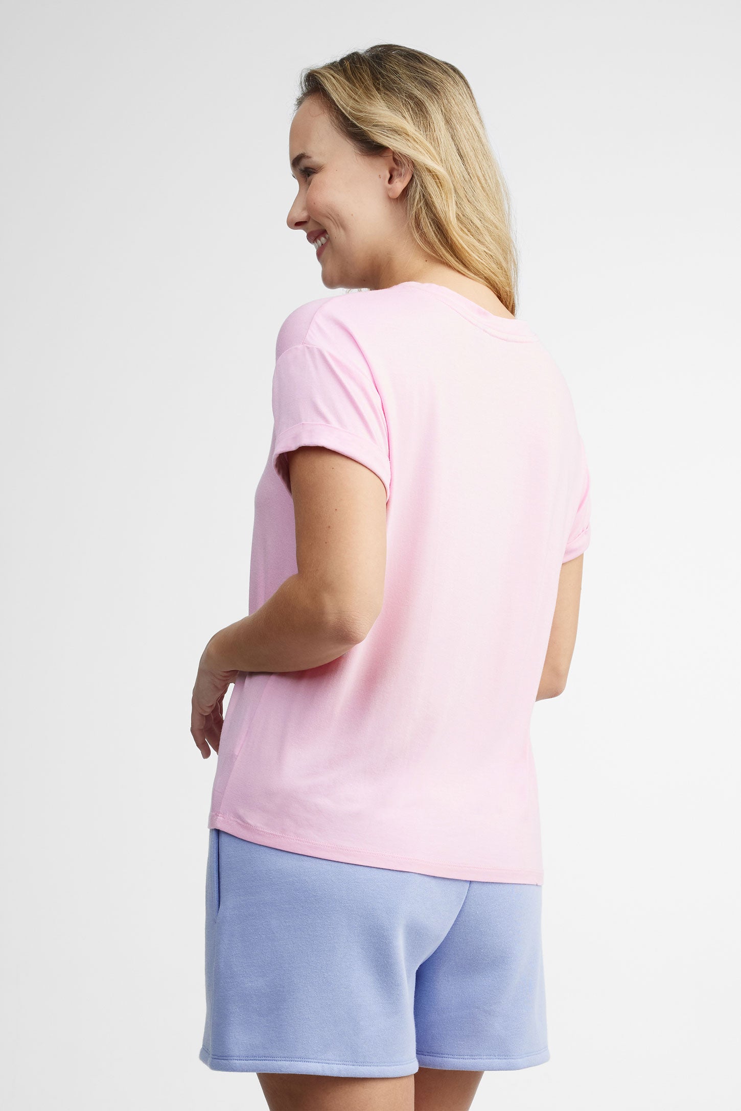 T-shirt col rond coupe ample - Femme && ROSE MULTI