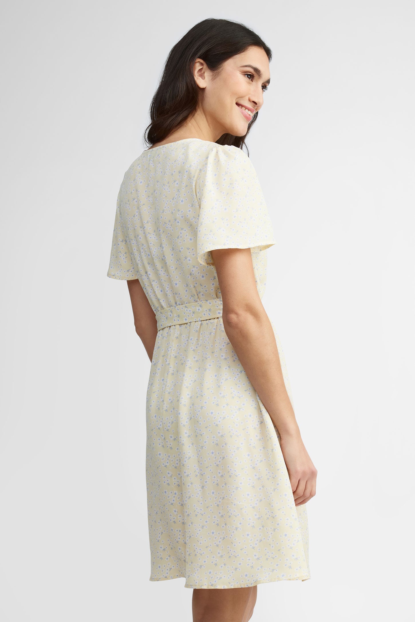 Robe cache-cœur manches flottantes - Femme && JAUNE/MULTI