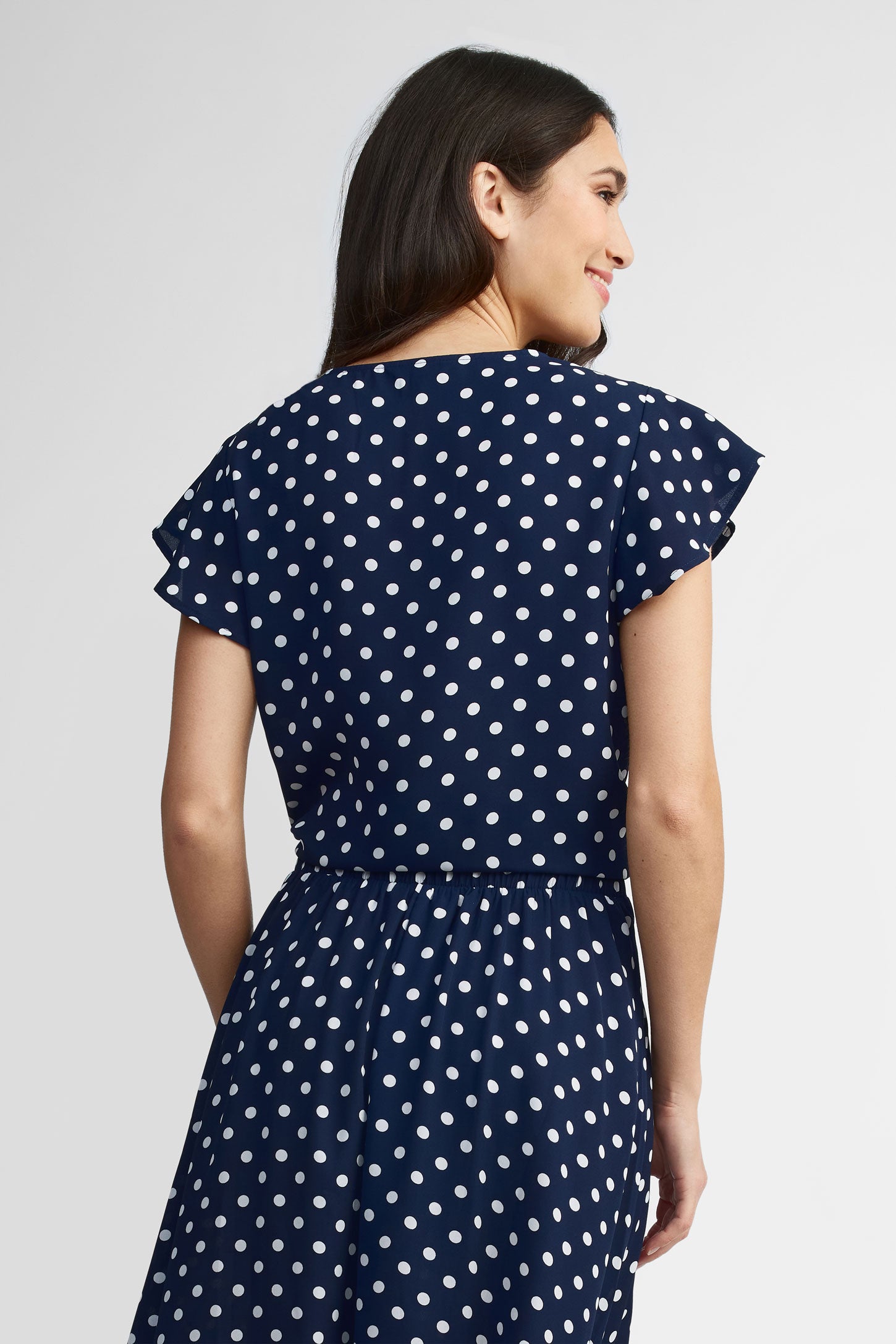 Chemisier manches courtes flottantes - Femme && BLEU MARINE MUL