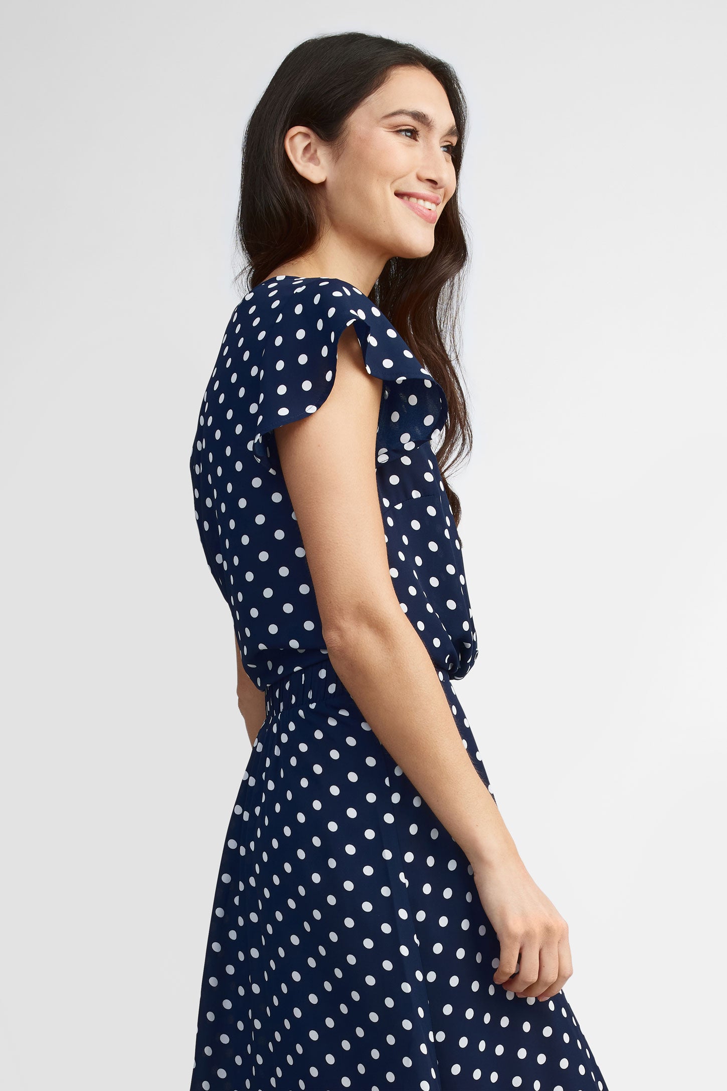 Chemisier manches courtes flottantes - Femme && BLEU MARINE MUL