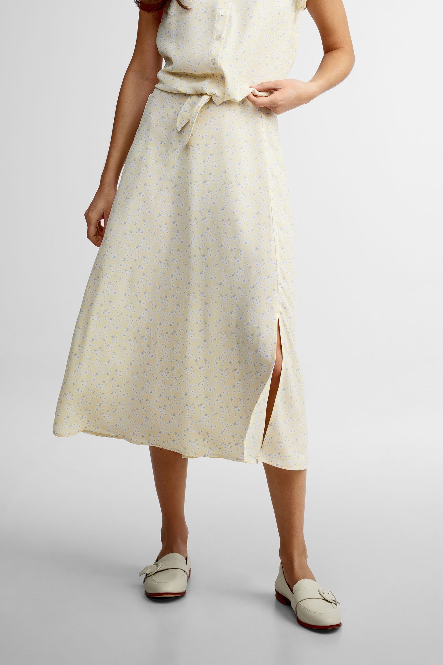 Jupe midi imprimée - Femme && JAUNE/MULTI