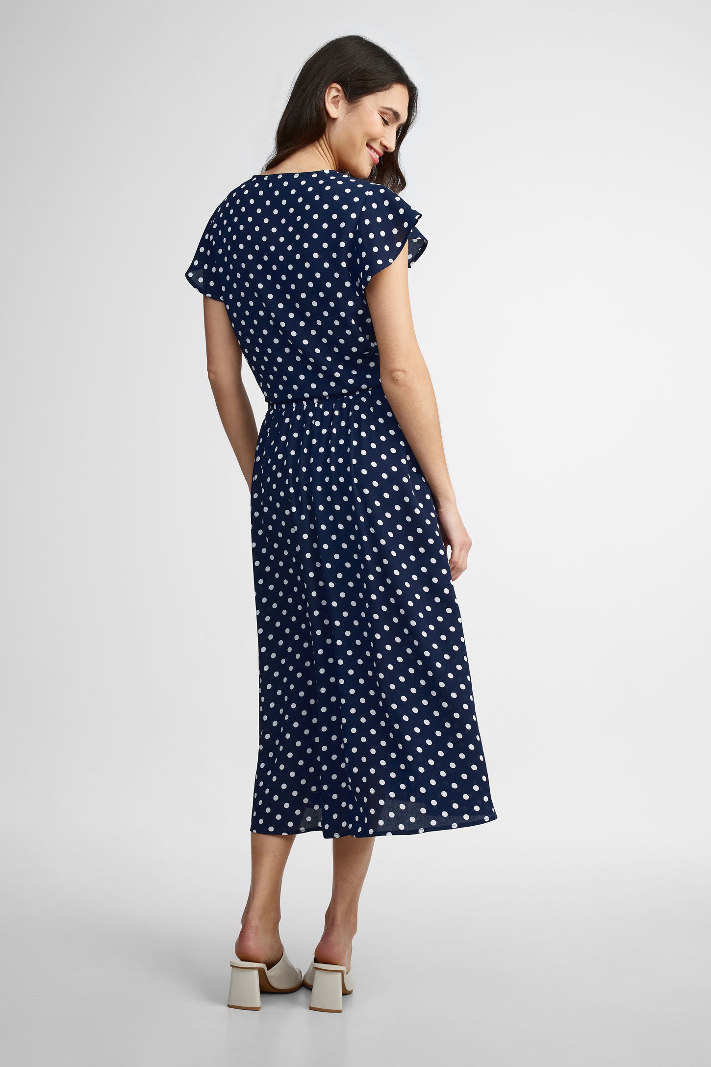 Jupe midi imprimée - Femme && BLEU MARINE MUL