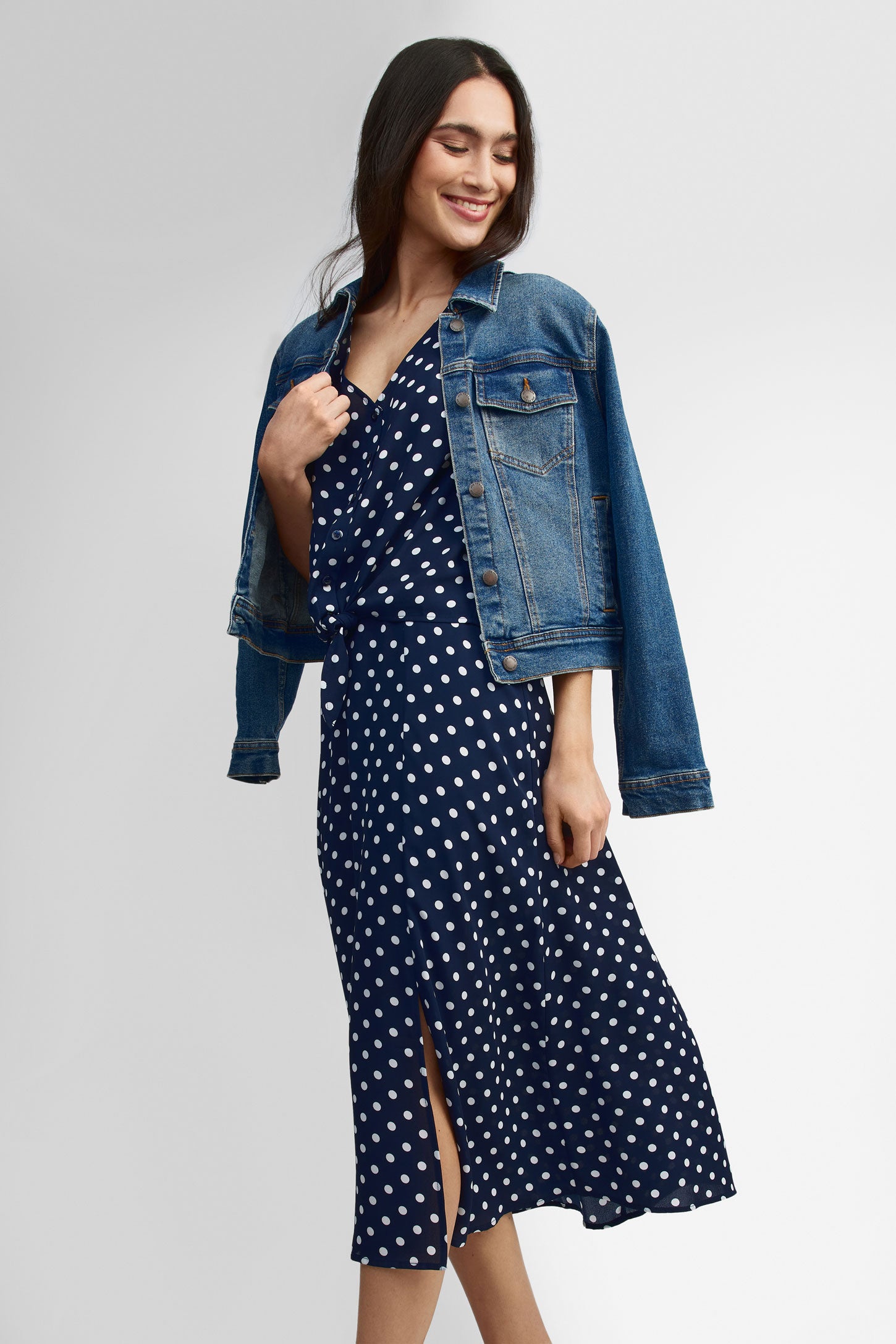 Jupe midi imprimée - Femme && BLEU MARINE MUL