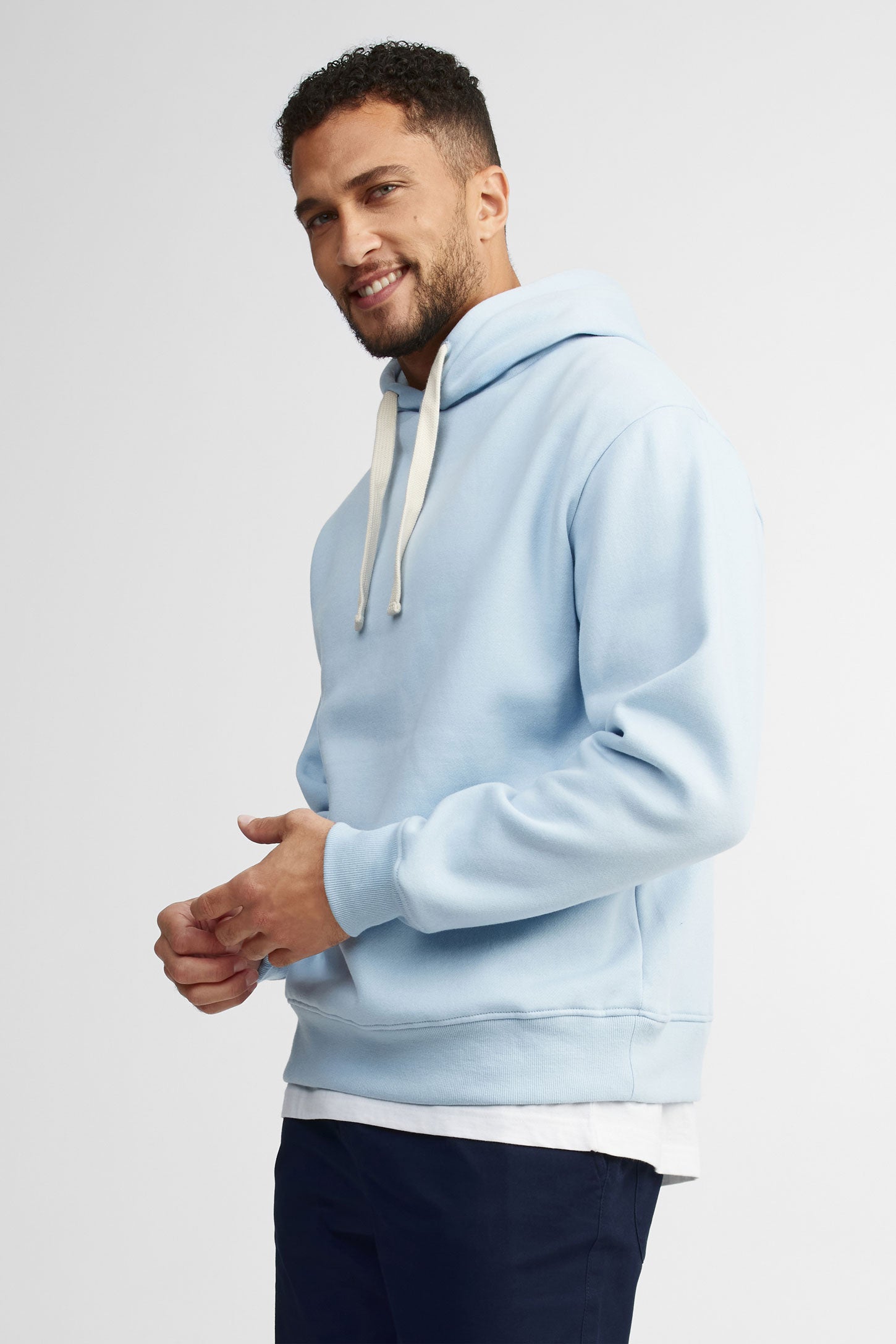 Chandail à capuchon coton ouaté - Homme && BLEU PALE
