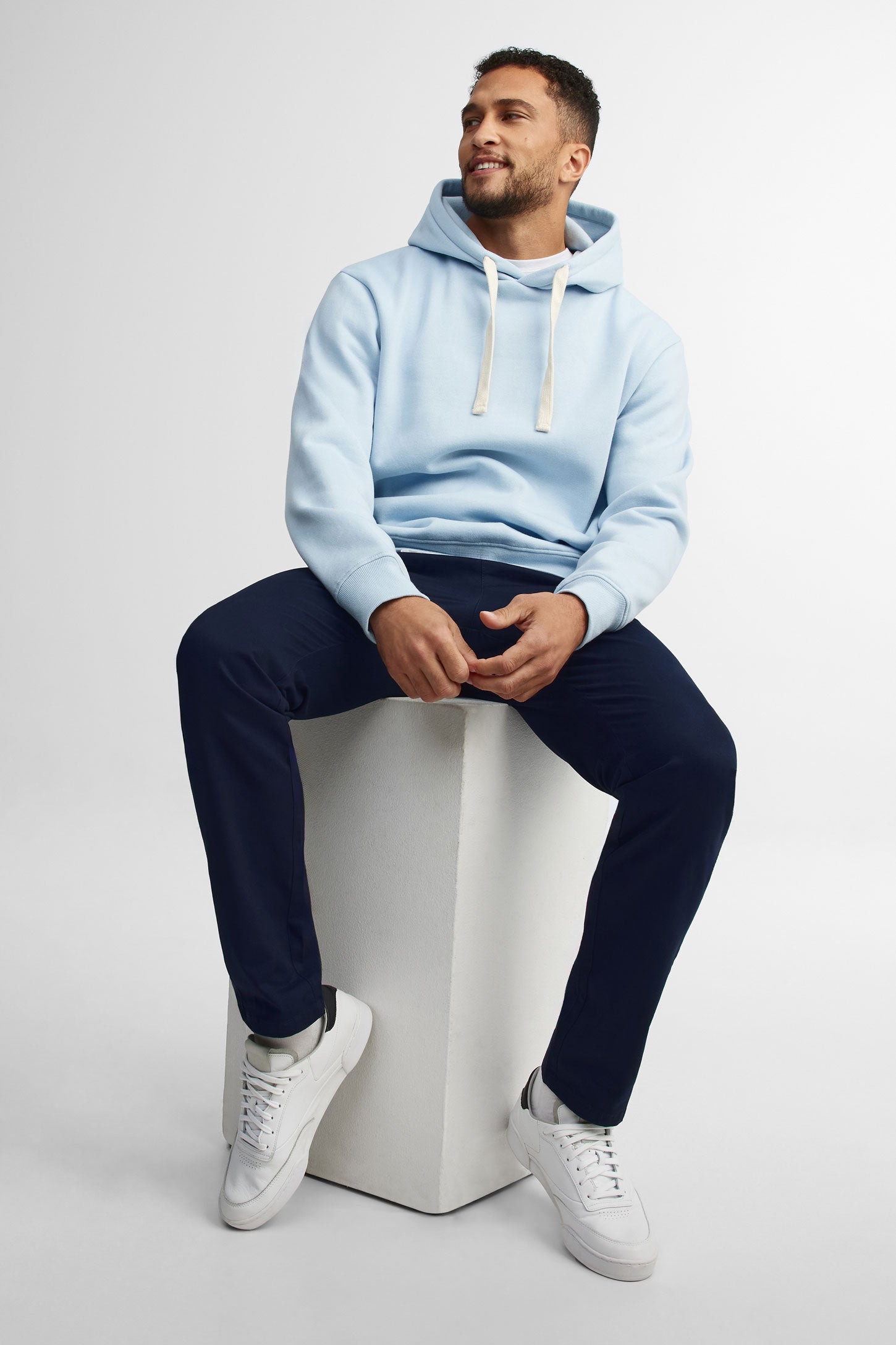 Chandail à capuchon coton ouaté - Homme && BLEU PALE