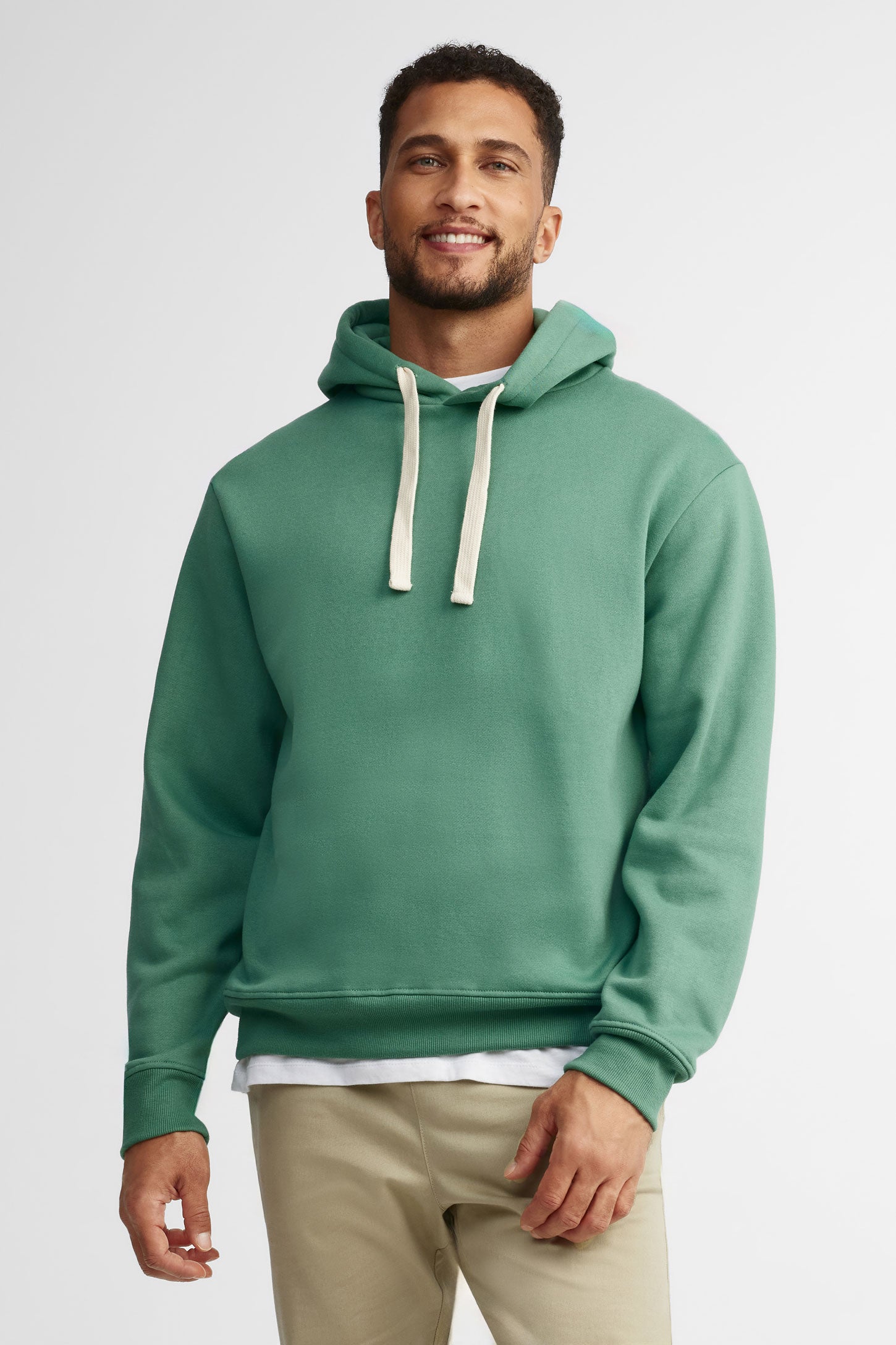 Chandail à capuchon coton ouaté - Homme && VERT
