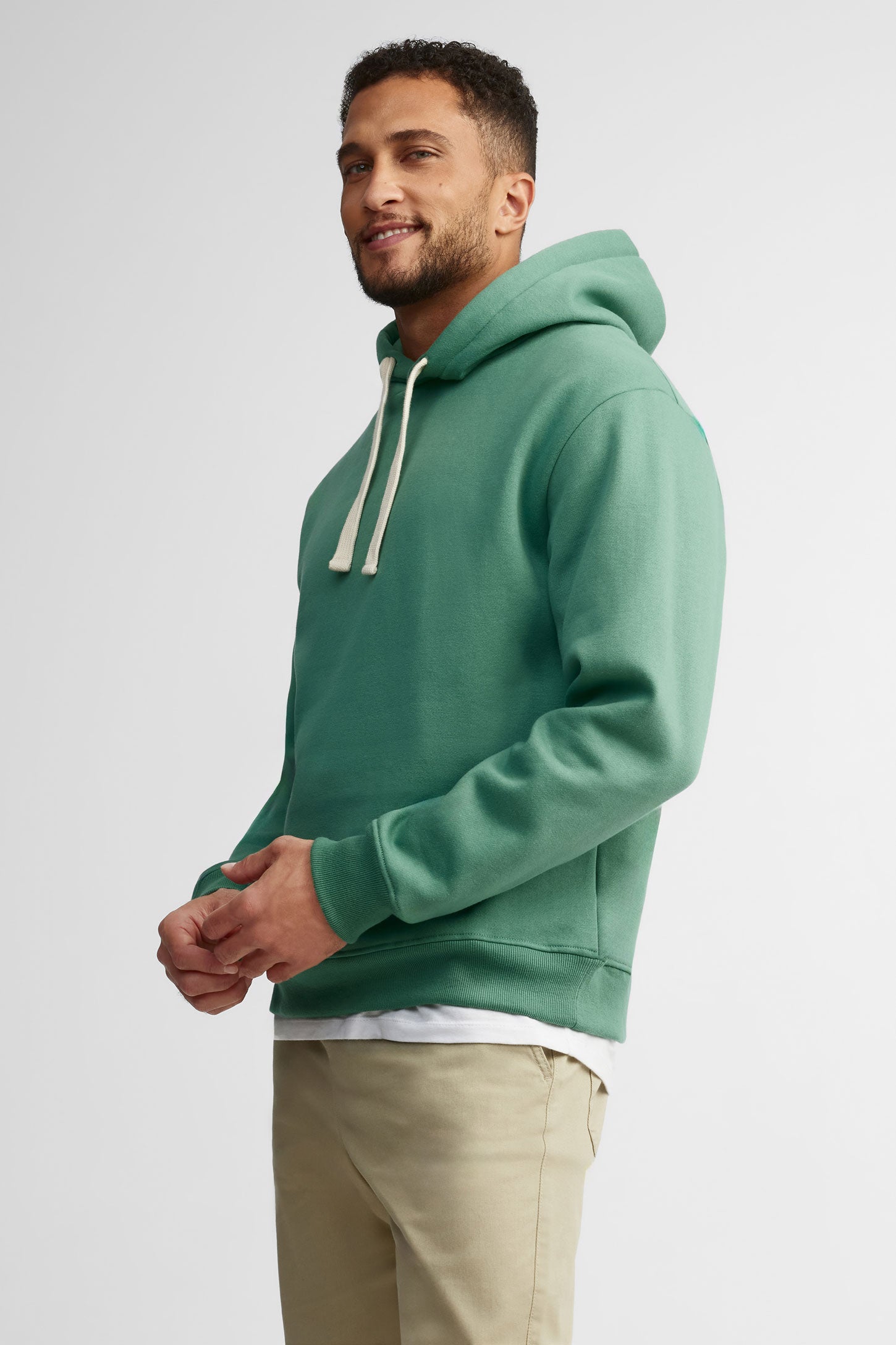 Chandail à capuchon coton ouaté - Homme && VERT