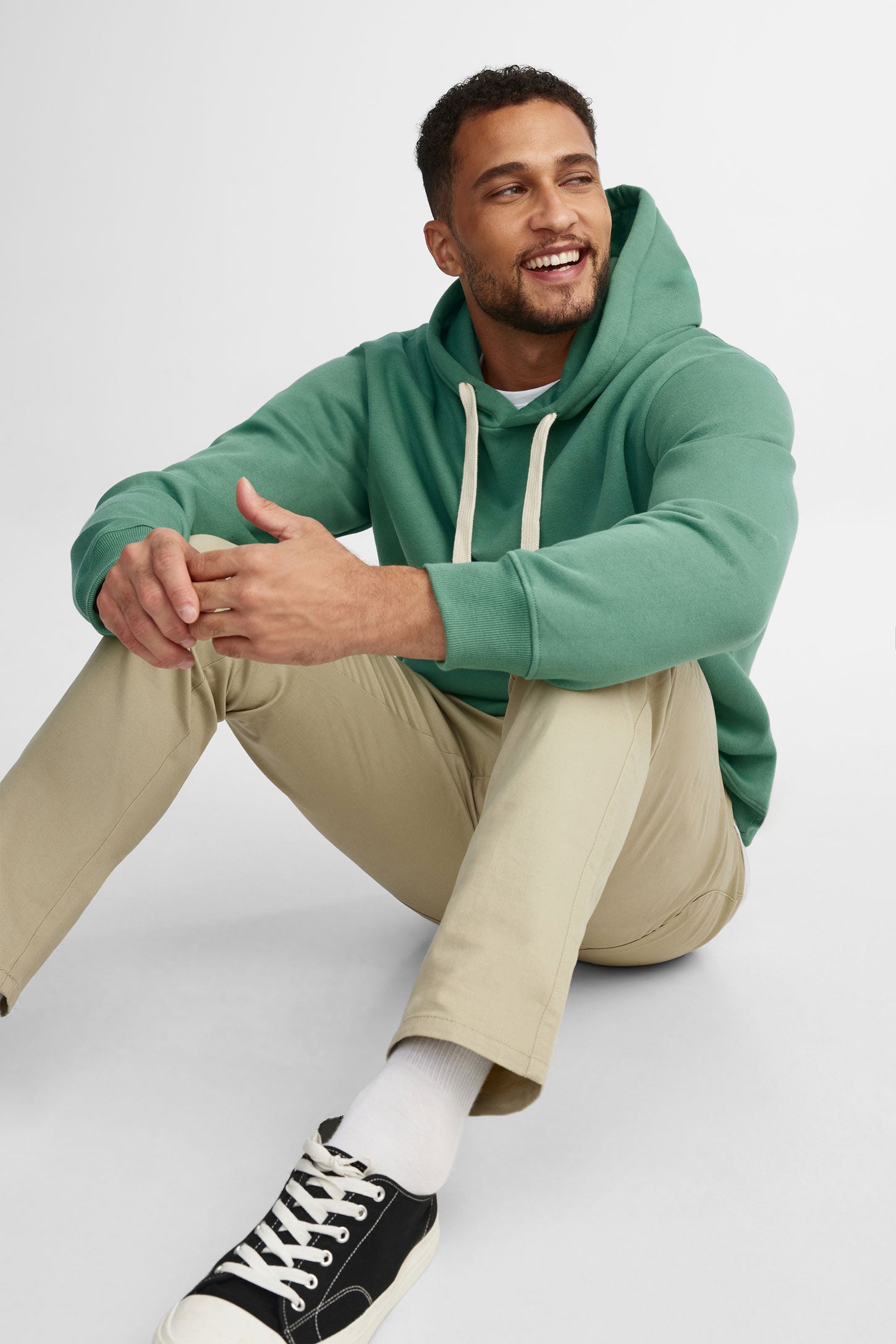 Chandail à capuchon coton ouaté - Homme && VERT