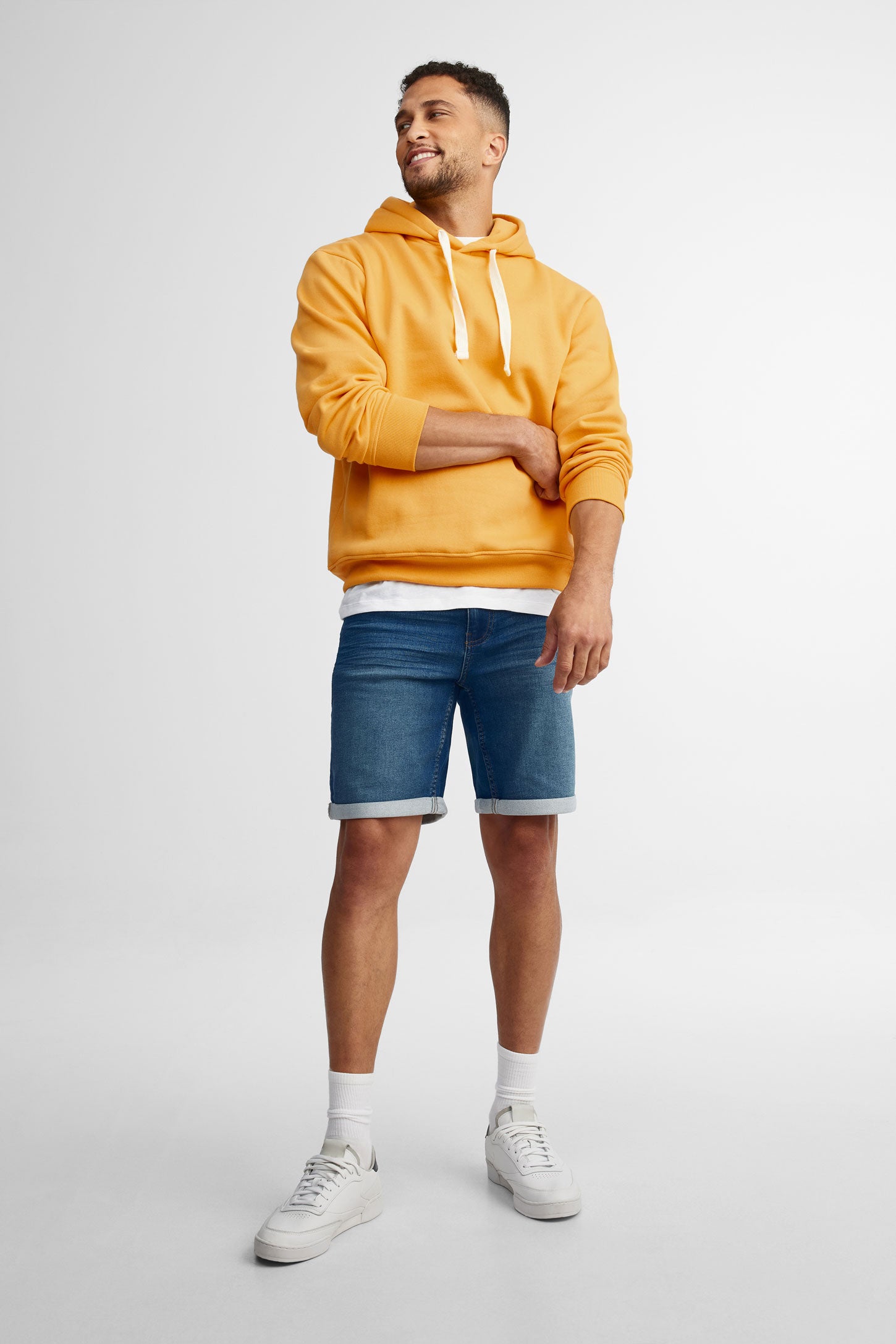 Chandail à capuchon coton ouaté - Homme && JAUNE