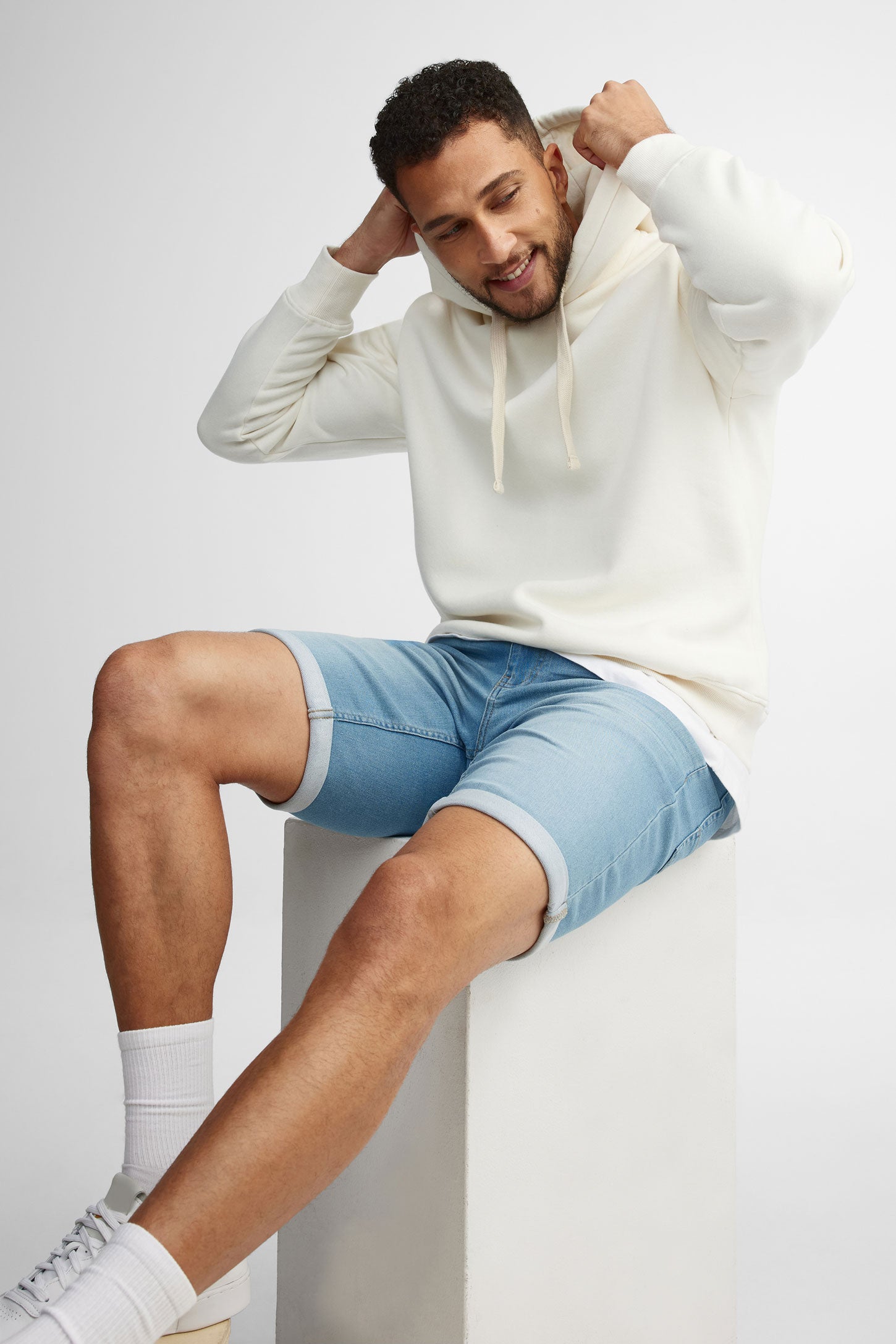 Chandail à capuchon coton ouaté - Homme && BEIGE