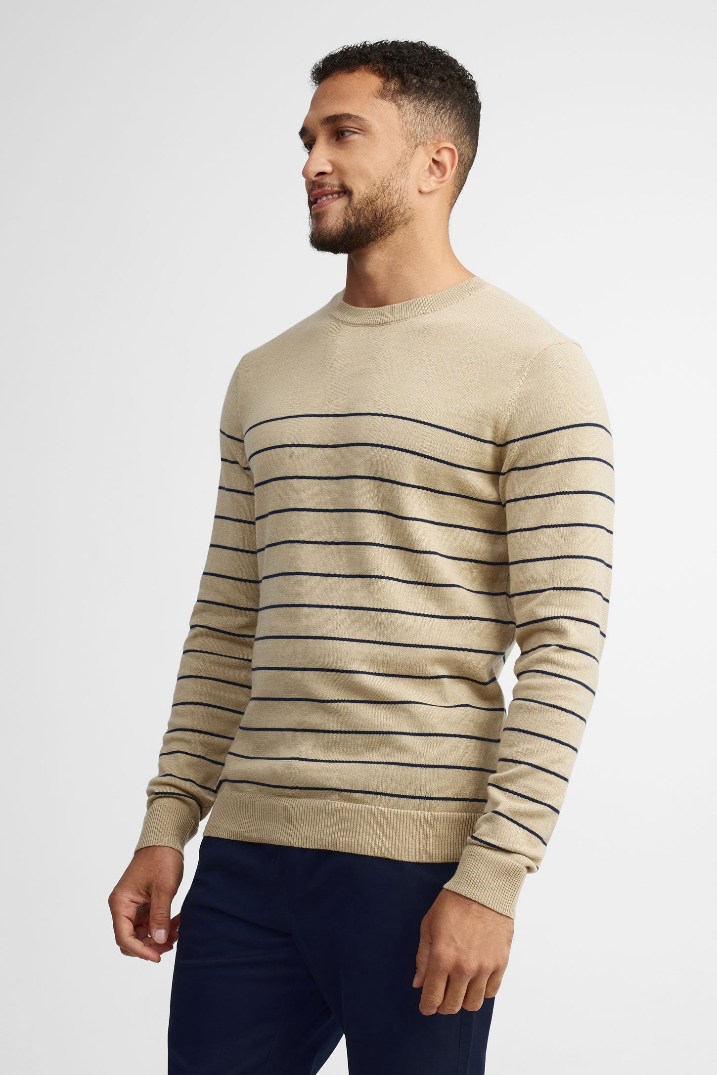 Chandail tricot rayé - Homme && BEIGE/MULTI