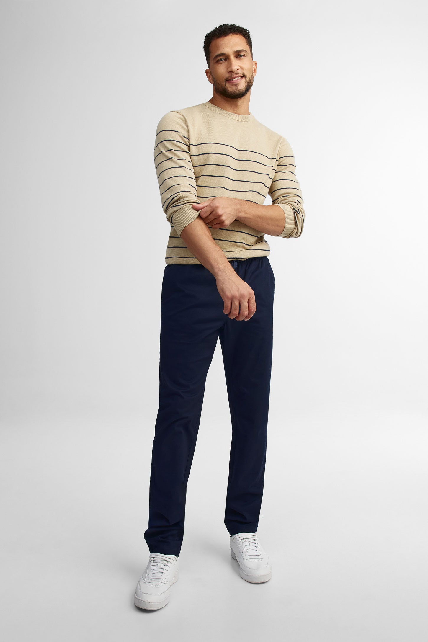 Chandail tricot rayé - Homme && BEIGE/MULTI