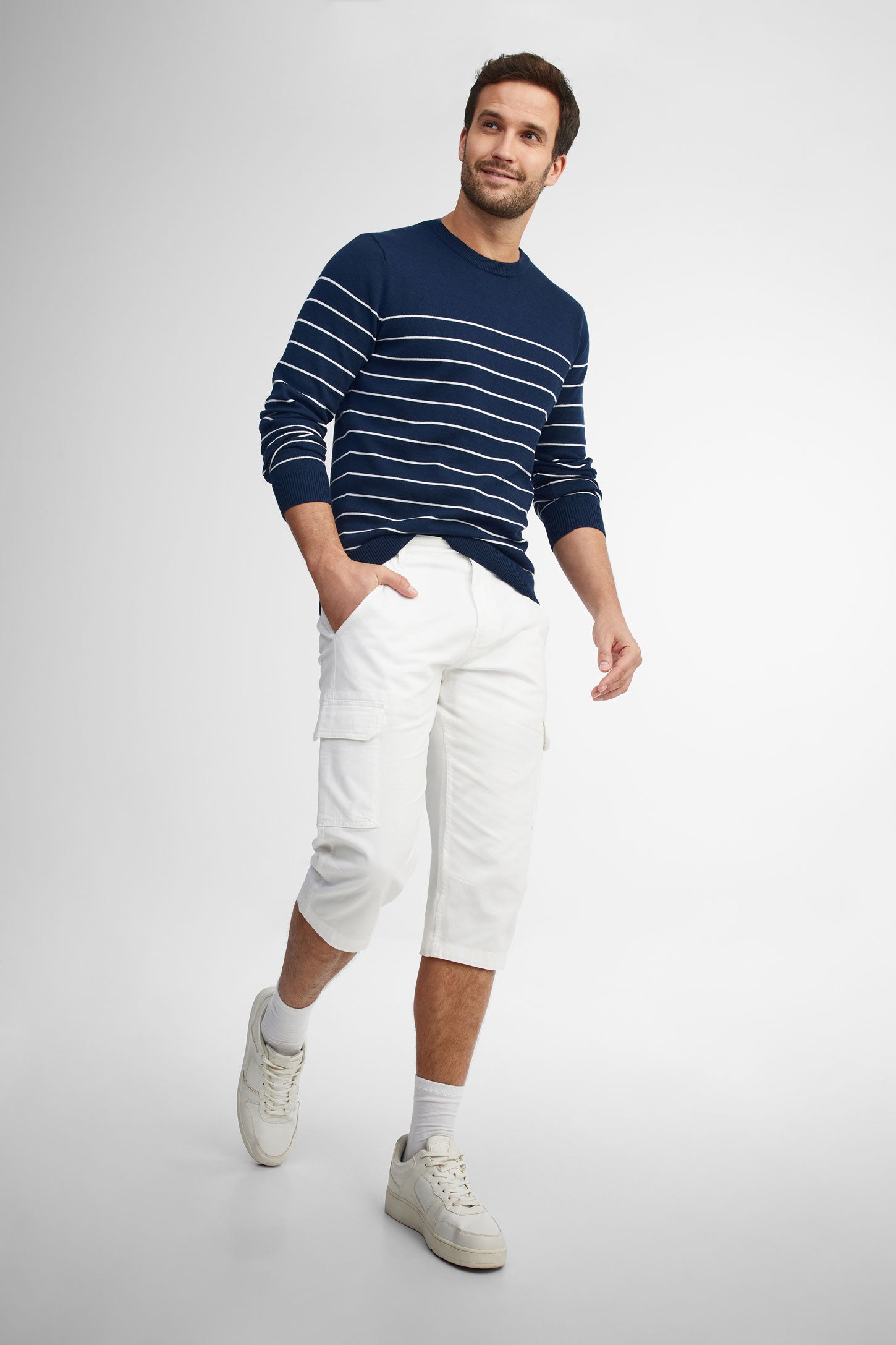 Chandail tricot rayé - Homme && BLEU MARINE MUL