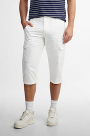 Capri cargo coupe droite en coton - Homme && BLANC