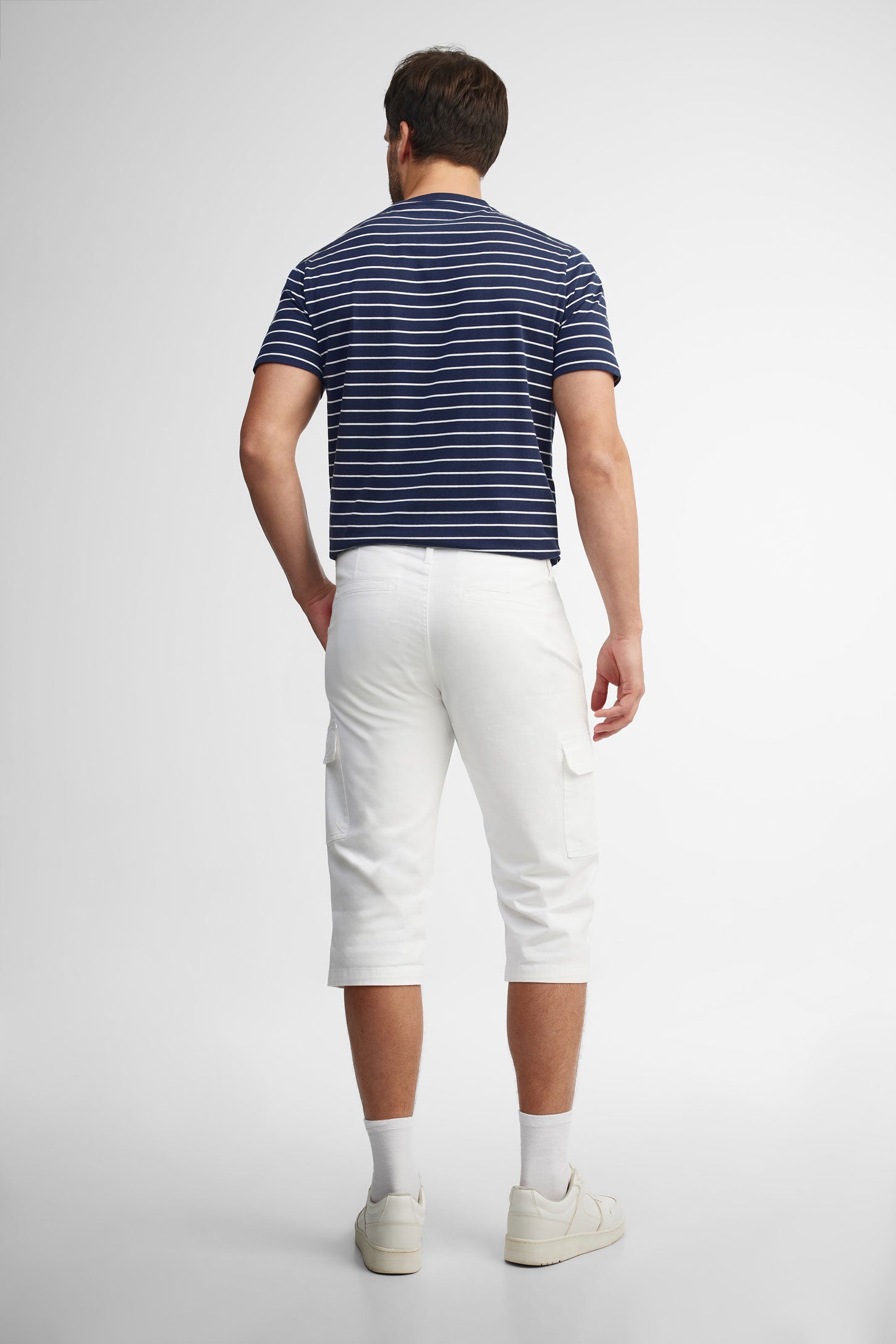 Capri cargo coupe droite en coton - Homme && BLANC