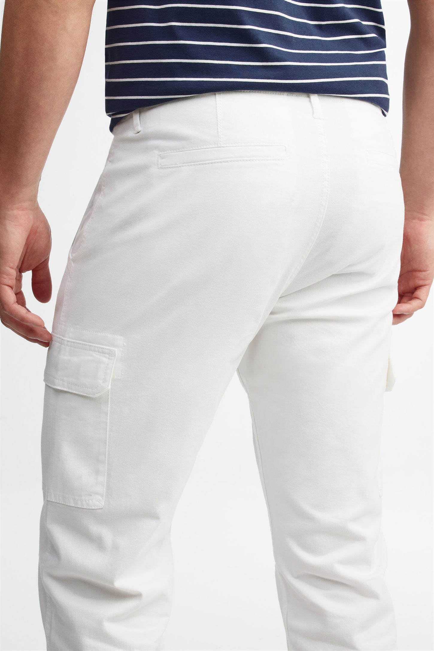 Capri cargo coupe droite en coton - Homme && BLANC