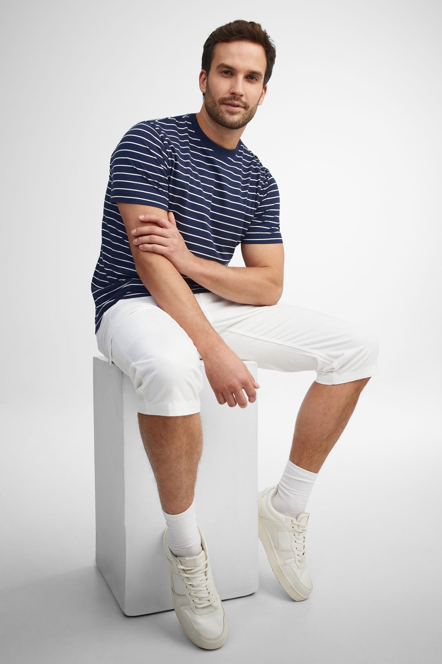 Capri cargo coupe droite en coton - Homme && BLANC