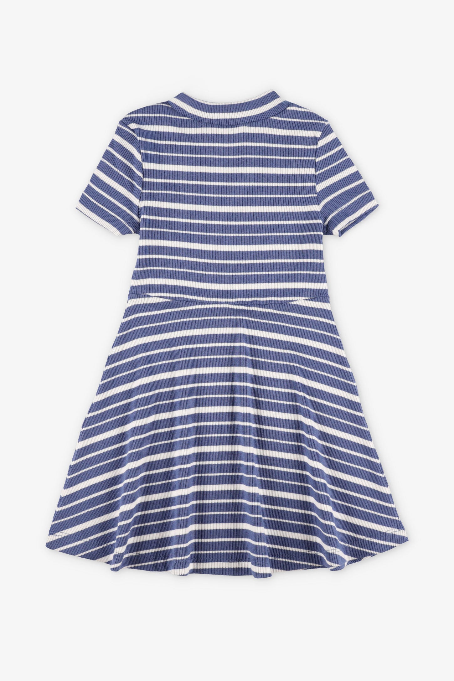 Robe patineuse côtelée et rayée - Enfant fille && BLEU MARINE MUL