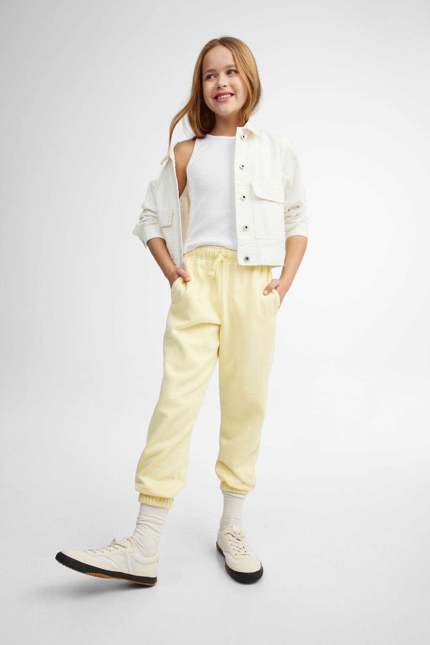 Camisole côtelée coton - Ado fille && BLANC