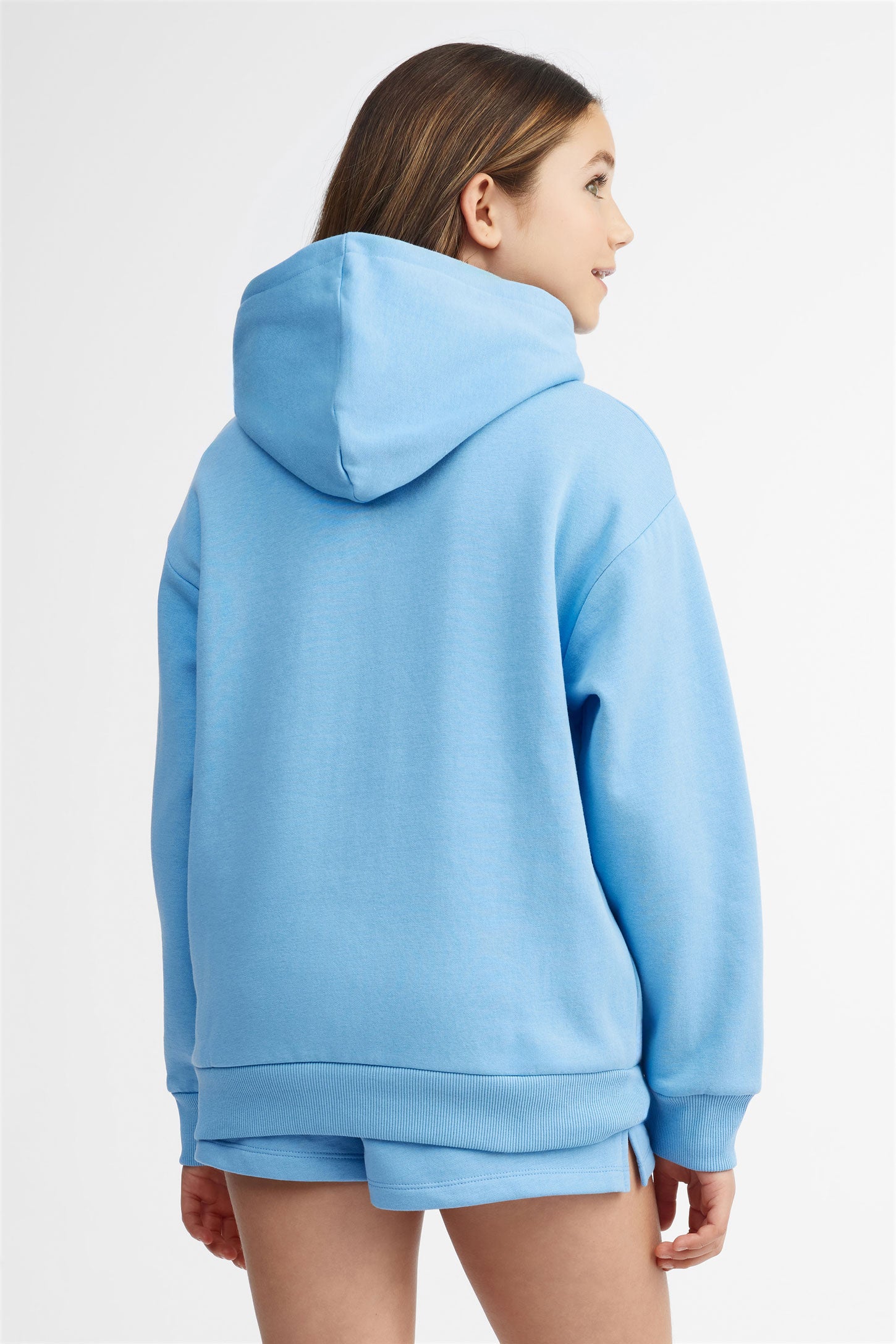 Chandail à capuchon coton ouaté - Ado fille && BLEU