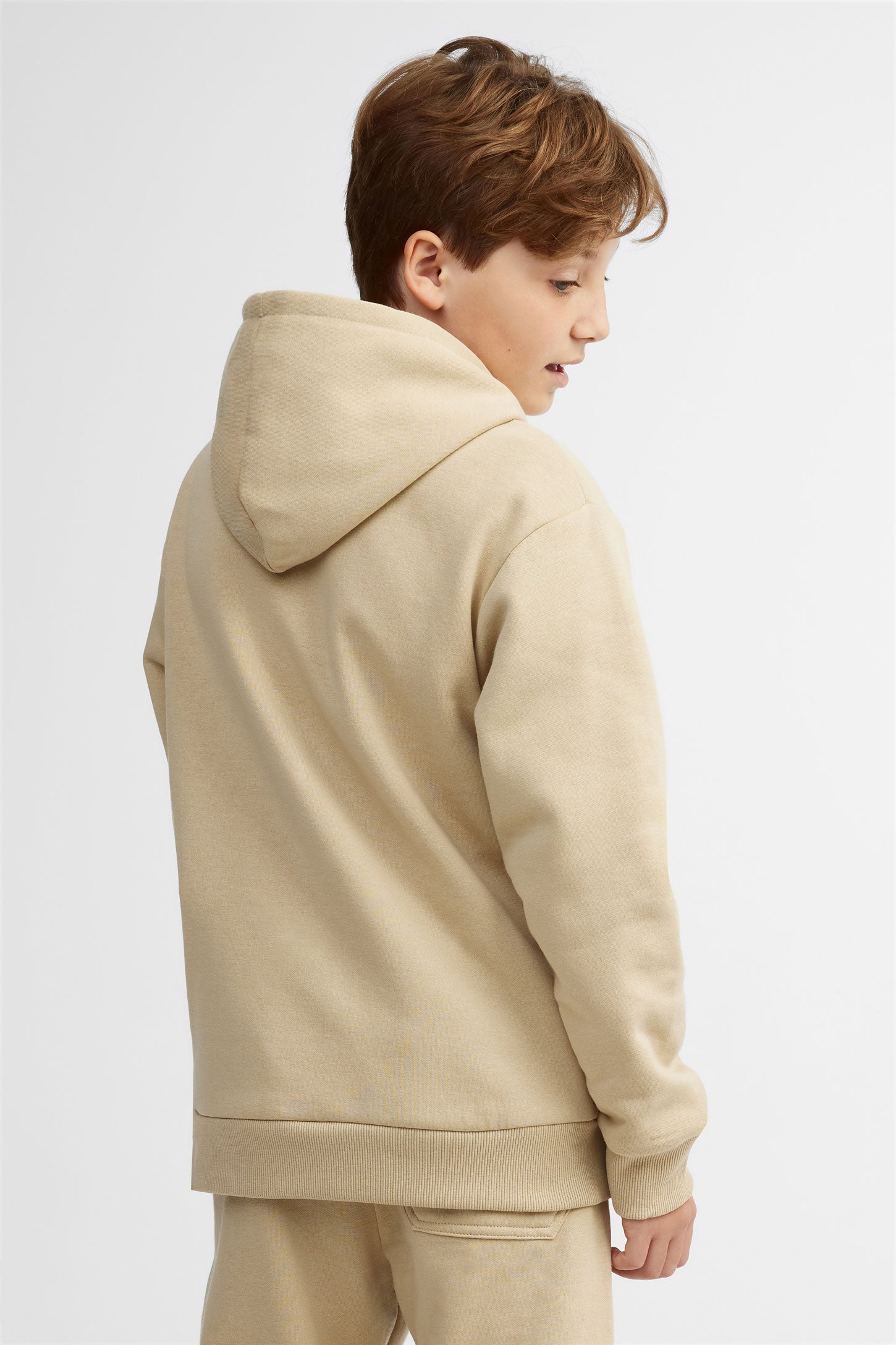 Chandail à capuchon coton ouaté - Ado garçon && BEIGE