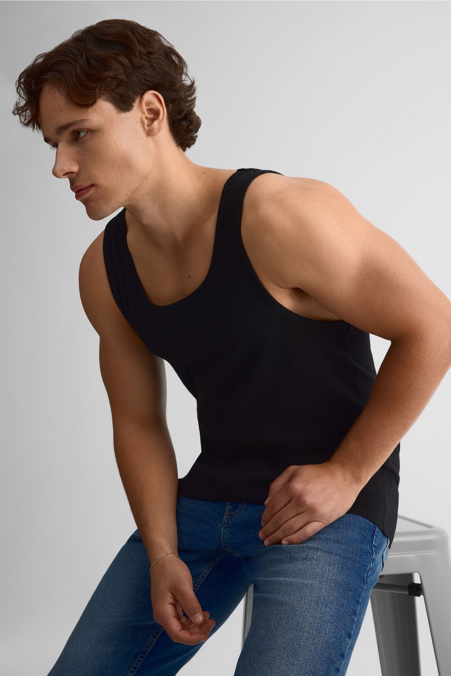 Débardeur basique en coton – Homme && NOIR