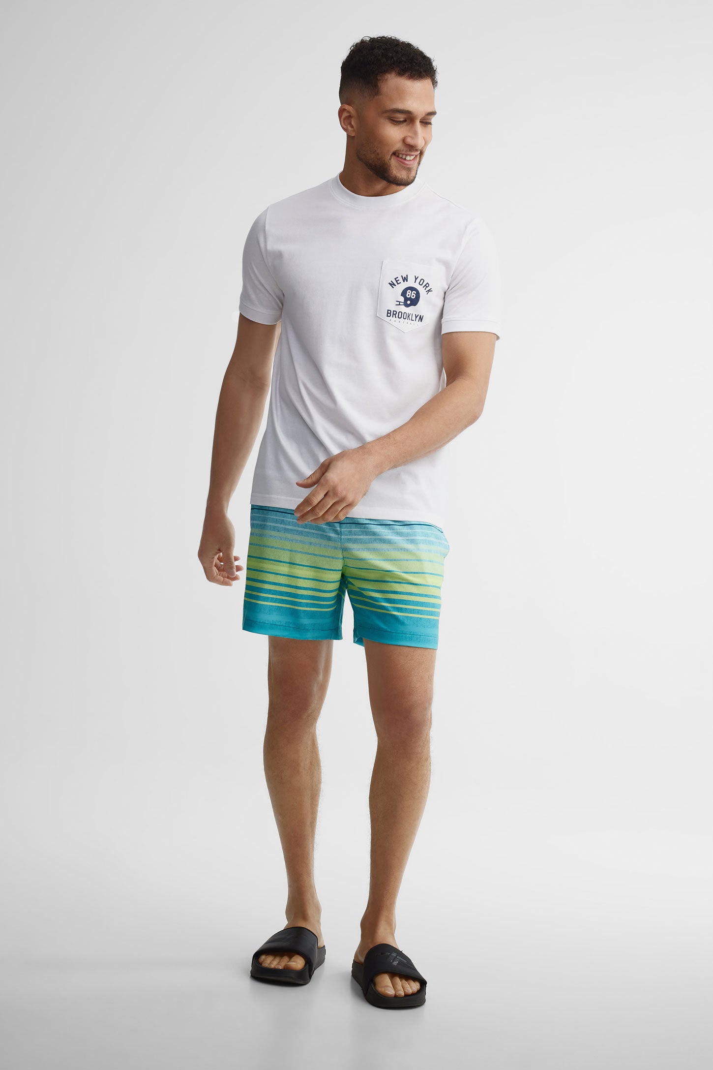 Short maillot de bain extensible 4 sens - Homme && TURQUOISE/MULTI