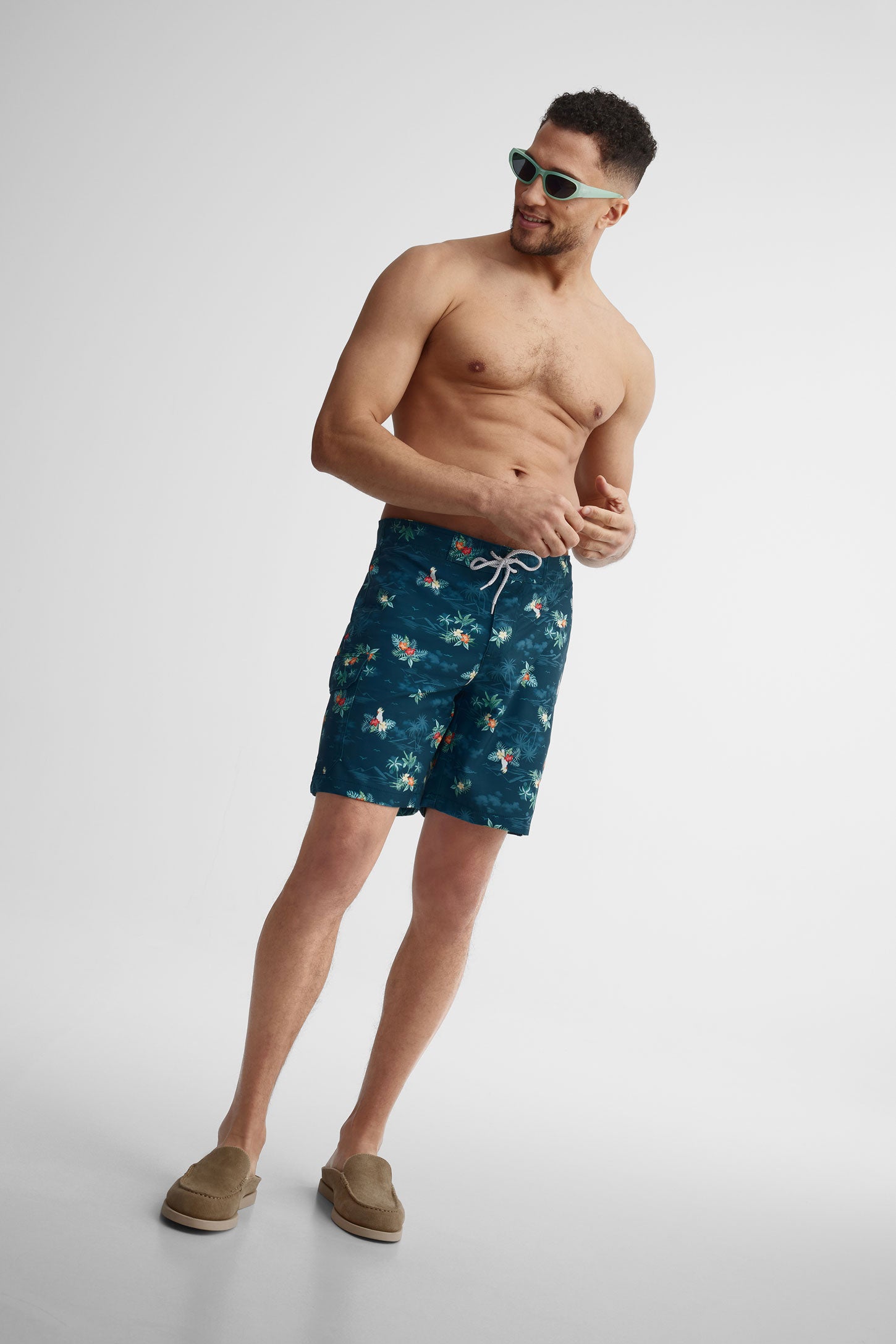 Short maillot de bain extensible 4 sens - Homme && BLEU MULTI