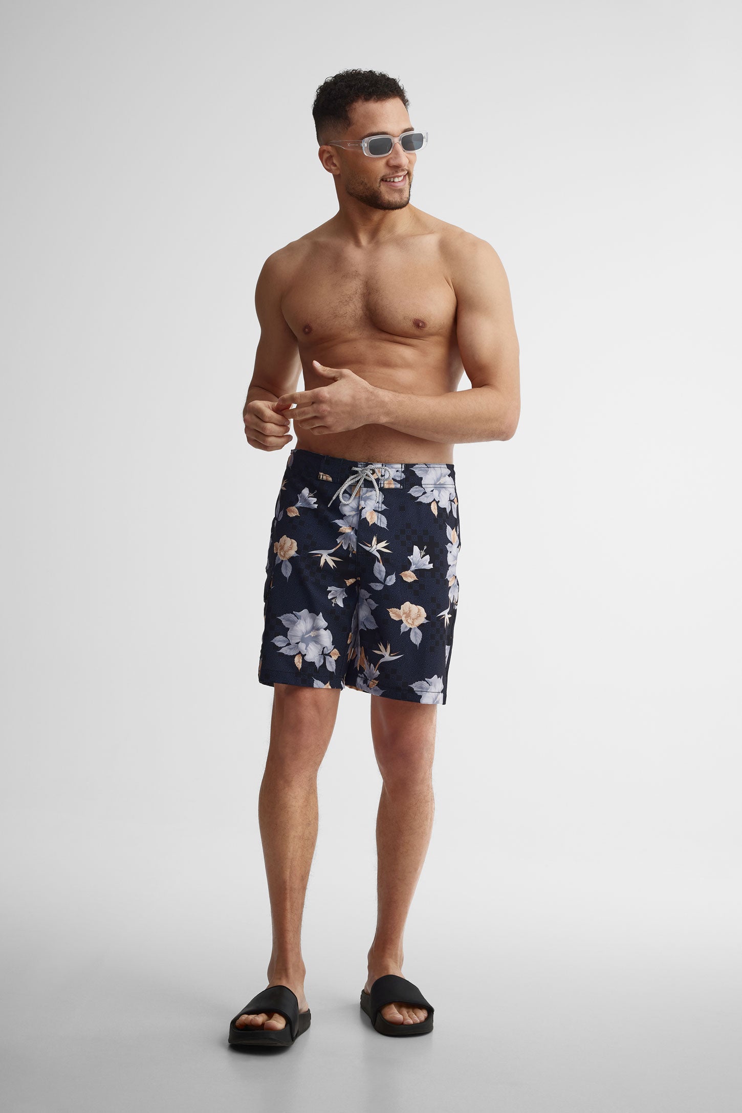 Short maillot de bain extensible 4 sens - Homme && NOIR/MULTI