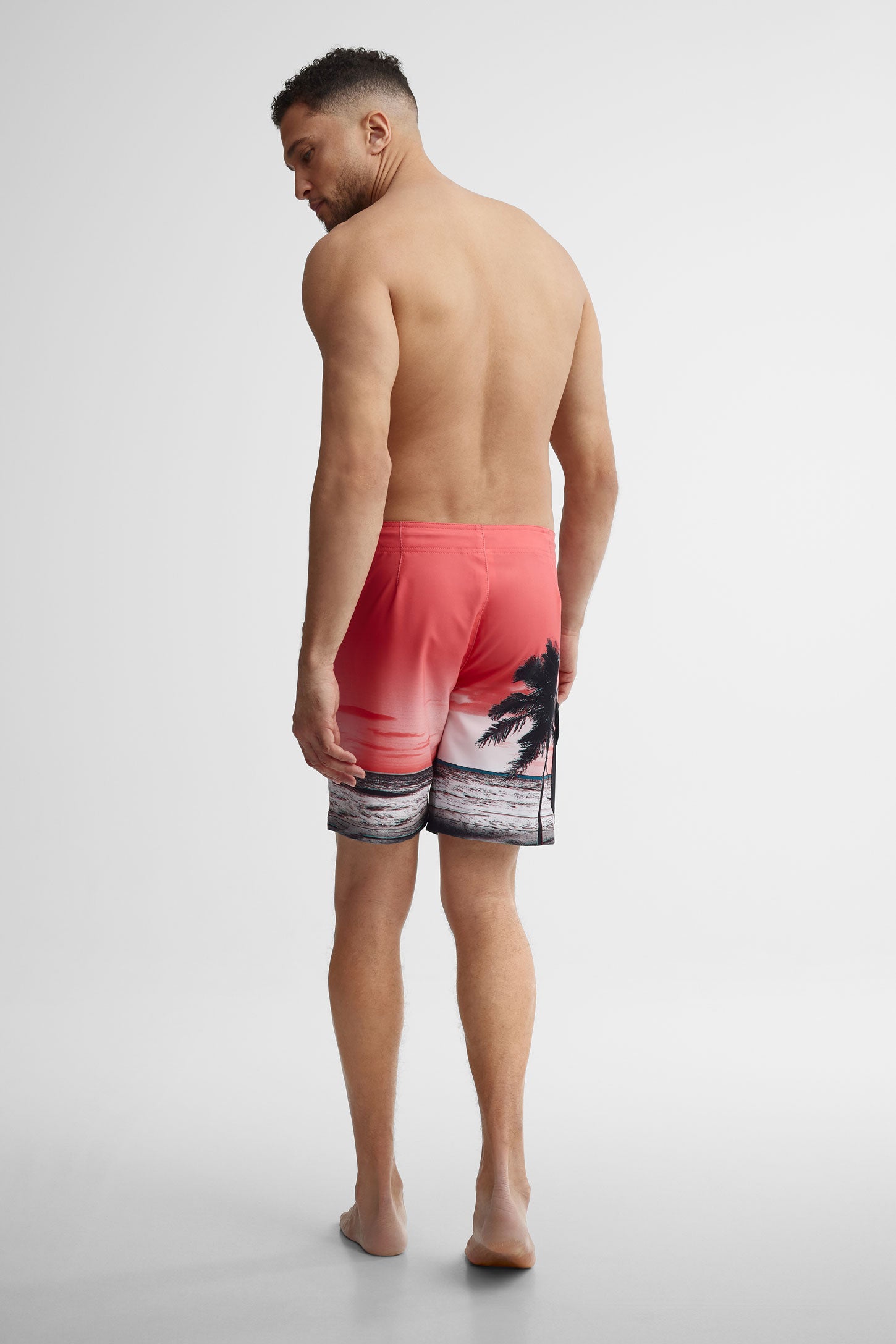Short maillot de bain extensible 4 sens - Homme && ROUGE/MULTI