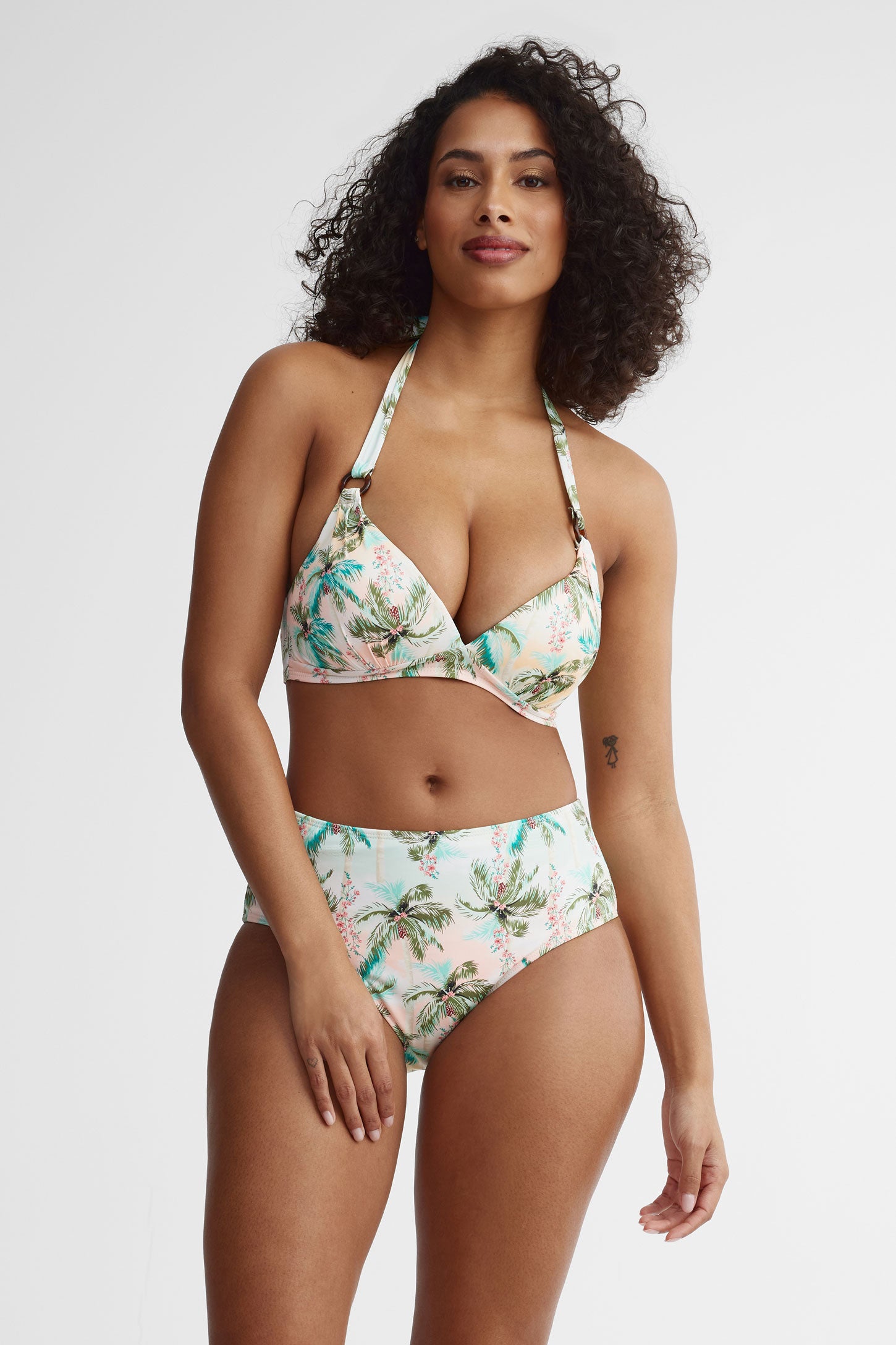 Culotte maillot de bain taille haute - Femme && VERT/MULTI
