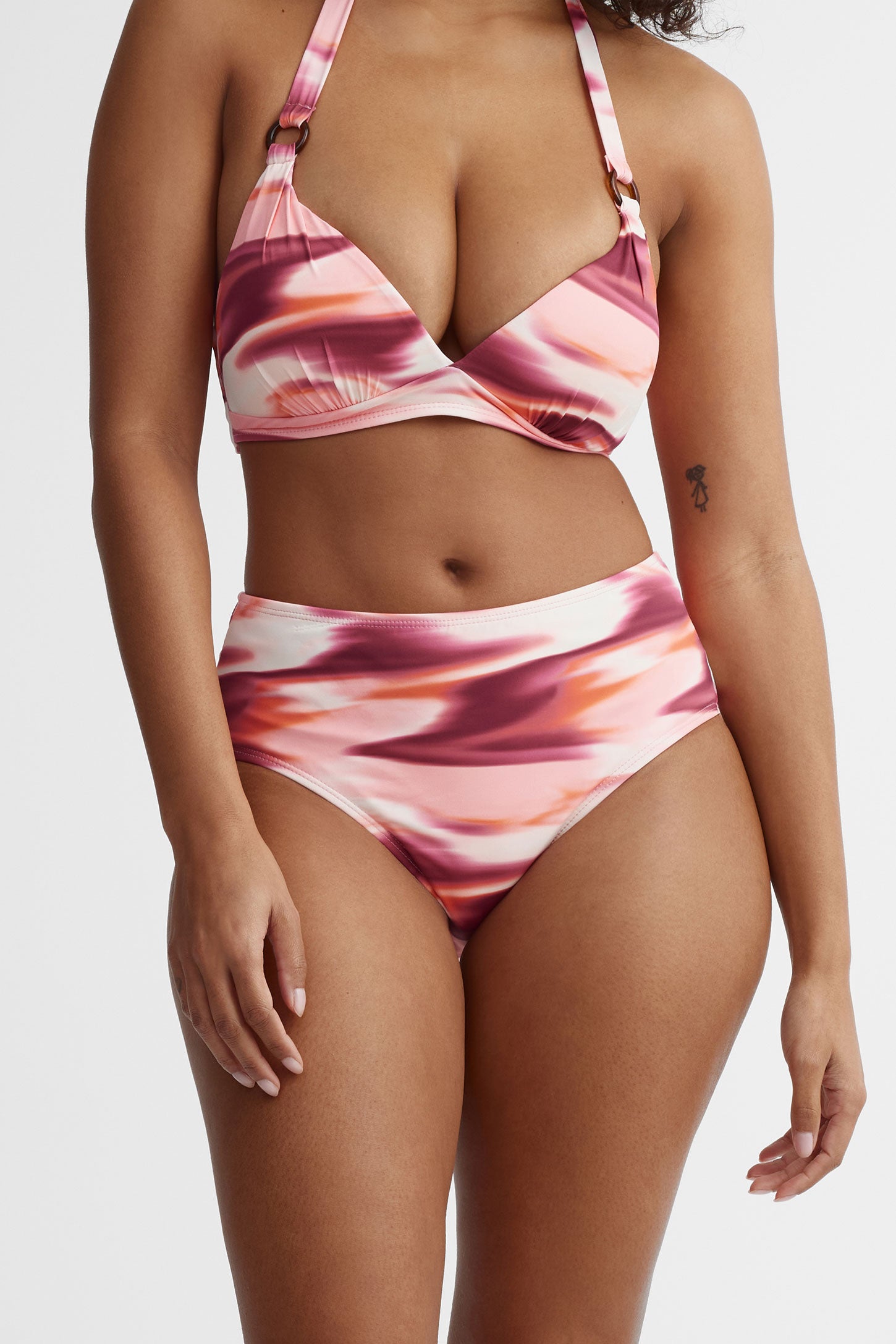 Culotte maillot de bain taille haute - Femme && BOURGOGNE MULTI