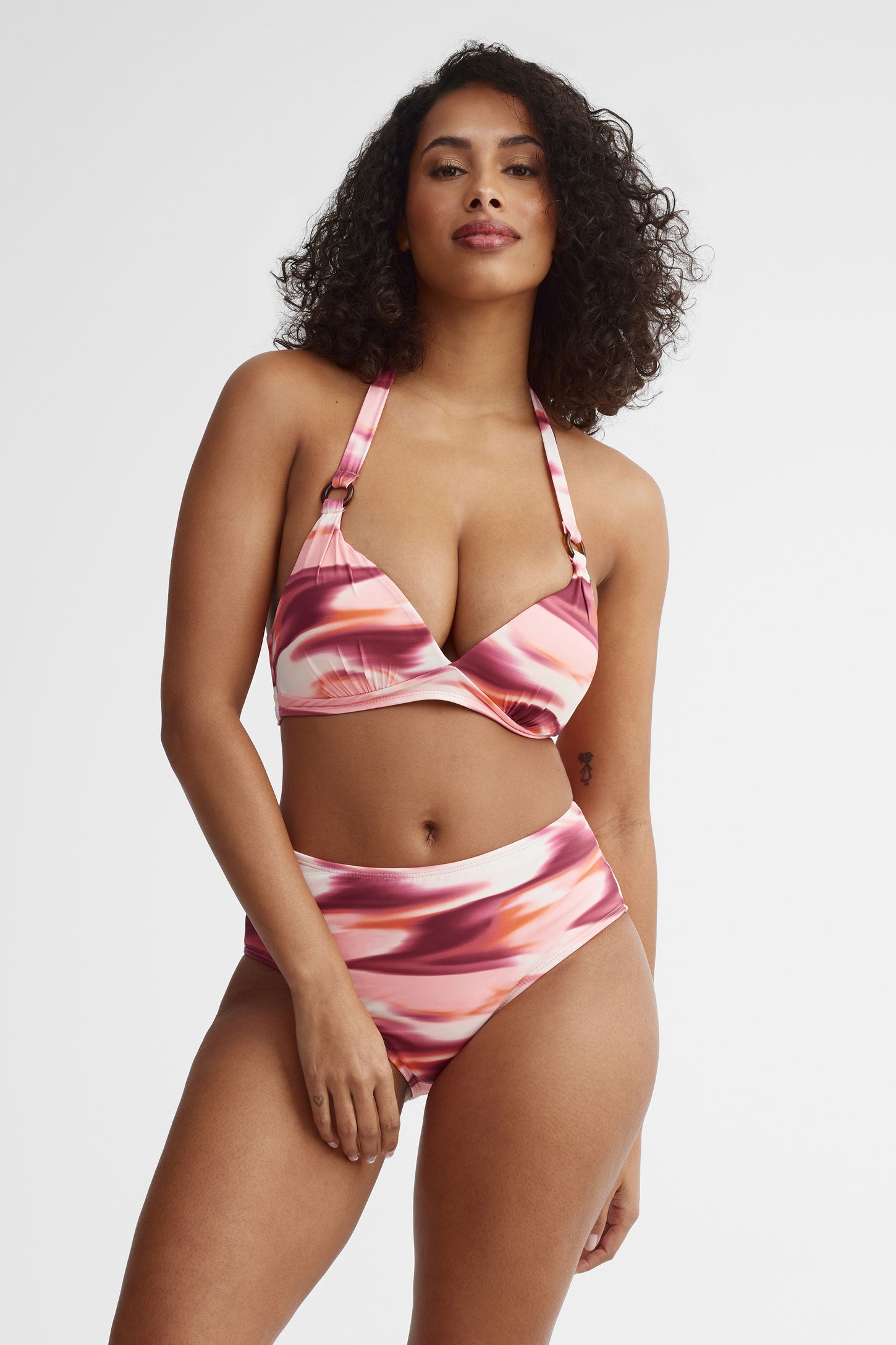 Culotte maillot de bain taille haute - Femme && BOURGOGNE MULTI