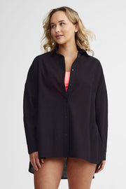 Chemise couvre-maillot coton bio - Femme && NOIR