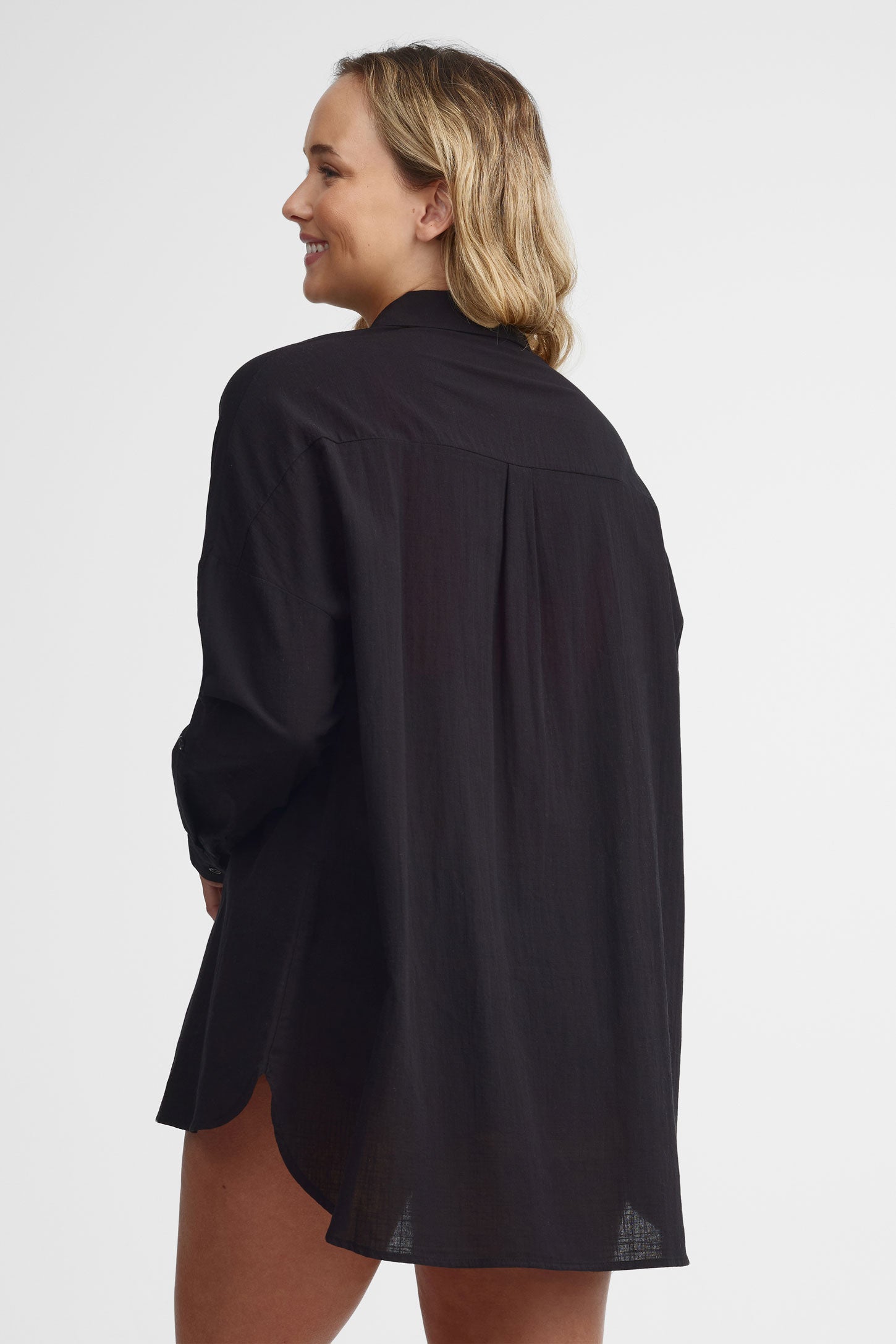 Chemise couvre-maillot coton bio - Femme && NOIR