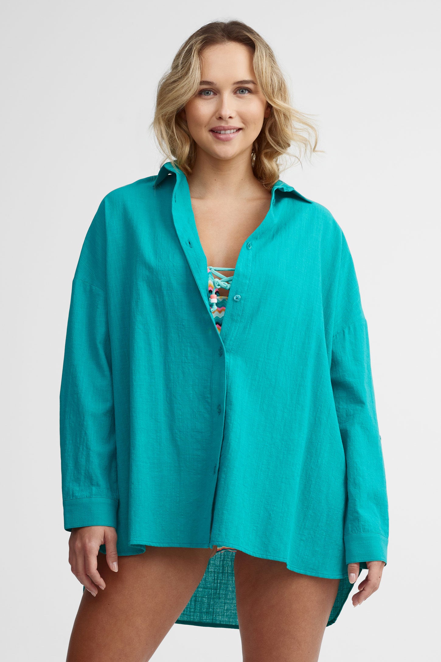 Chemise couvre-maillot coton bio - Femme && VERT