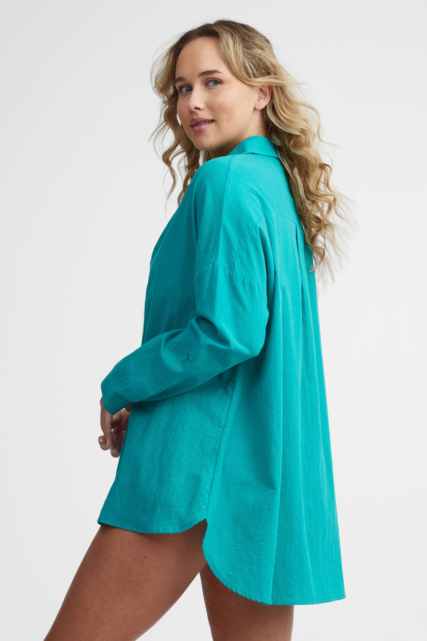 Chemise couvre-maillot coton bio - Femme && VERT