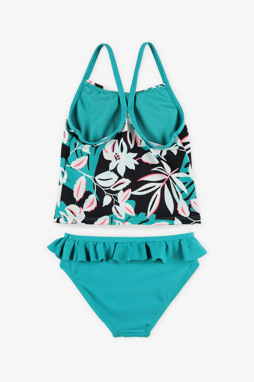 Maillot de bain 2-pièces tankini - Enfant fille && VERT/MULTI