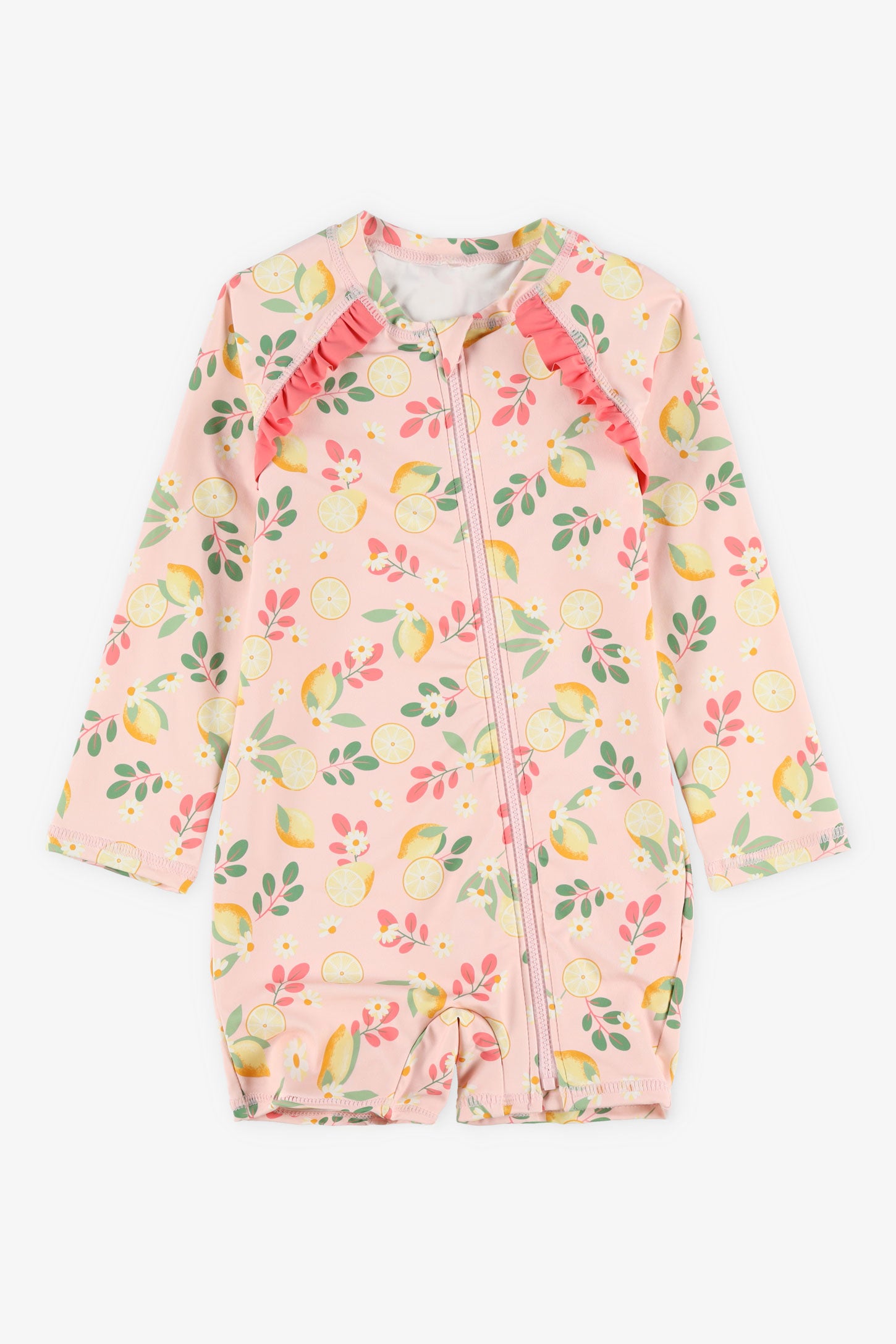 Maillot de bain 1-pièce ''rashguard'' - Bébé fille && CORAIL/MULTI